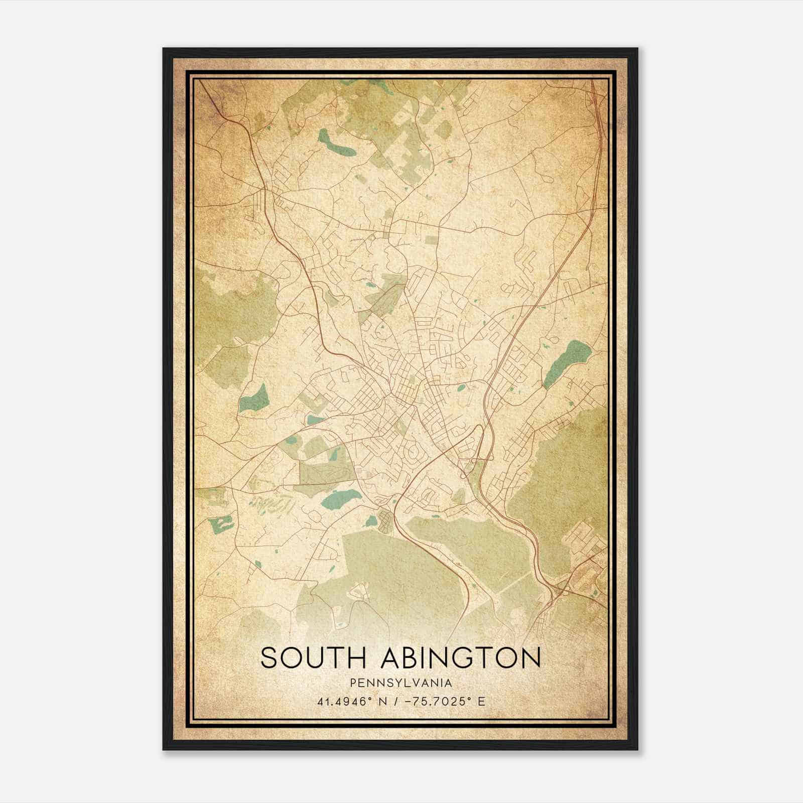 Vintage South Abington Pennsylvania Map Poster, Modern Home Decor Wall Art Print