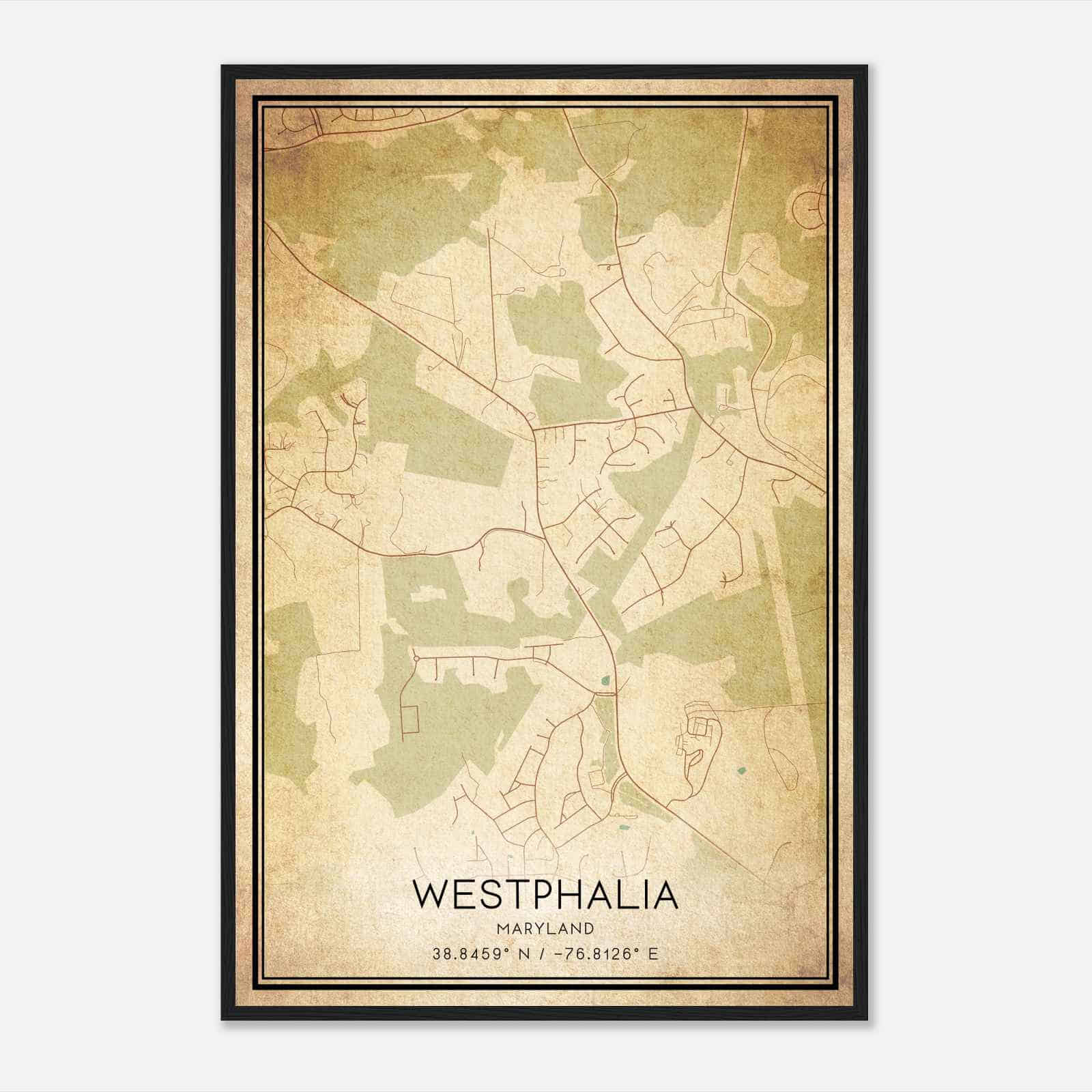 Vintage Westphalia Maryland Map Poster, Modern Home Decor Wall Art Print Vintage Westphalia Maryland Map Poster, Modern Home Decor Wall Art Print