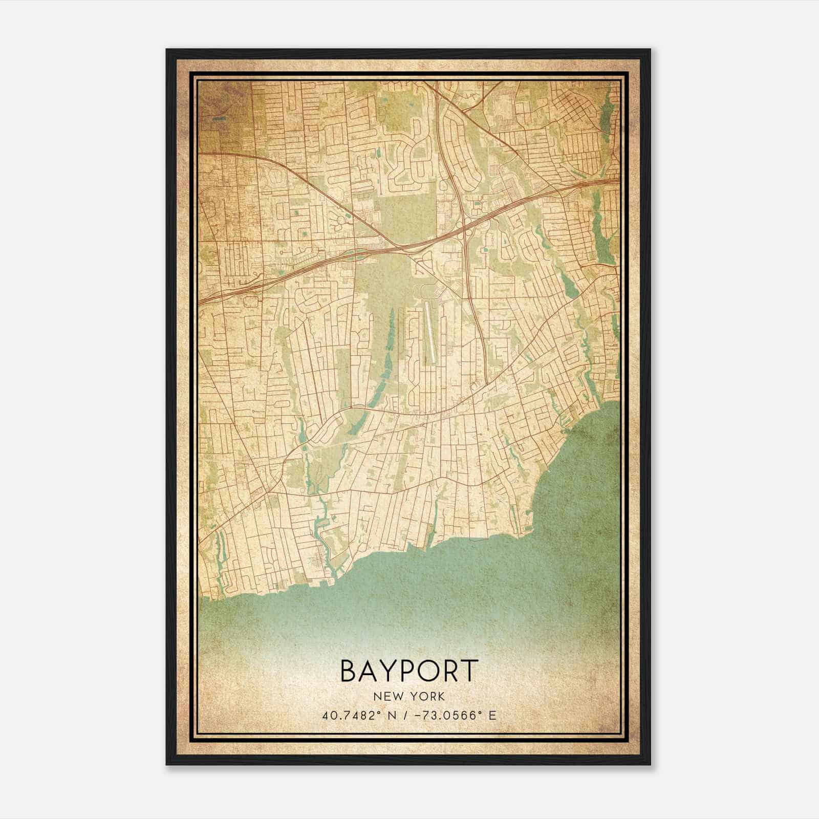Vintage Bayport New York Map Poster, Modern Home Decor Wall Art Print Vintage Bayport New York Map Poster, Modern Home Decor Wall Art Print