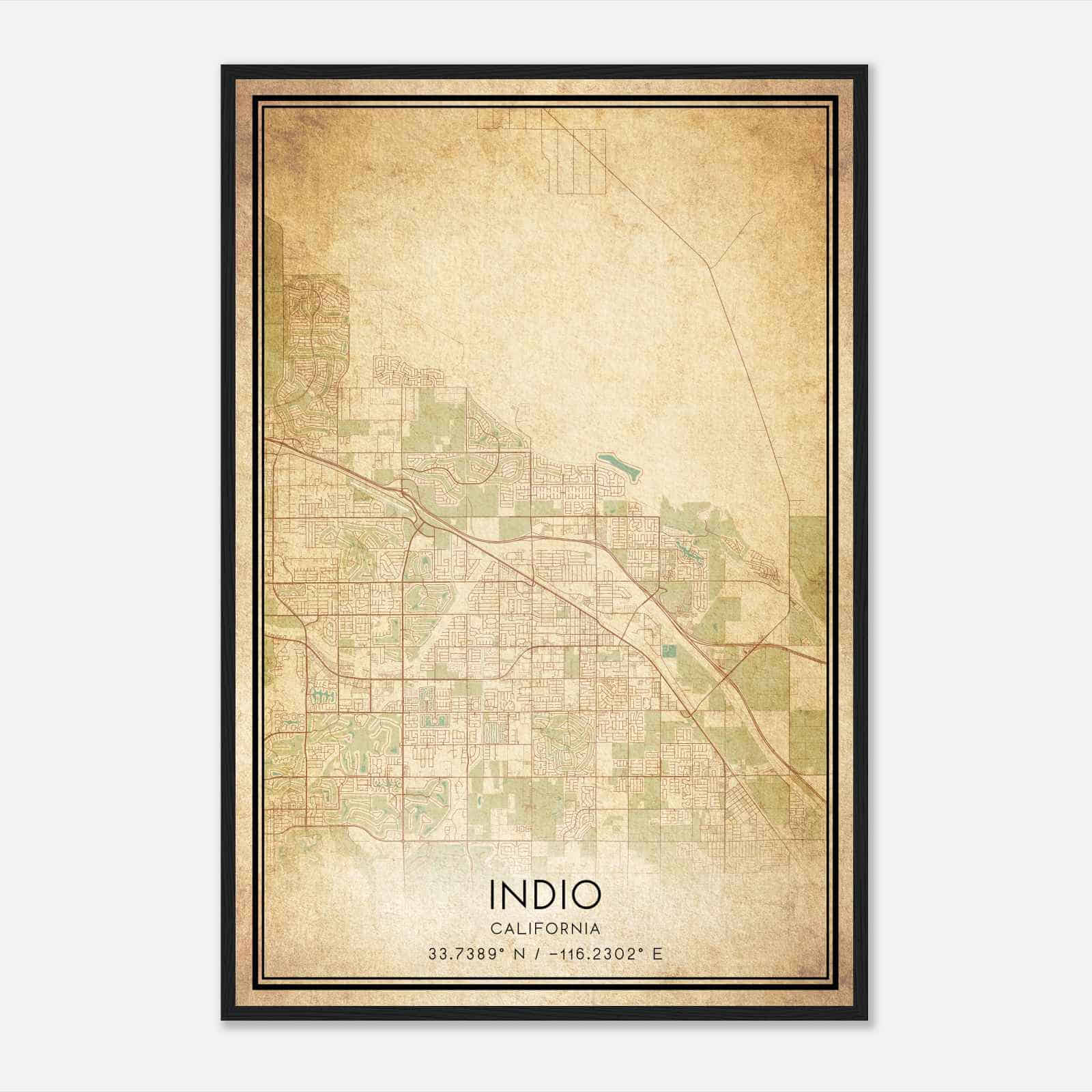 Vintage Indio California Map Poster, Modern Home Decor Wall Art Print