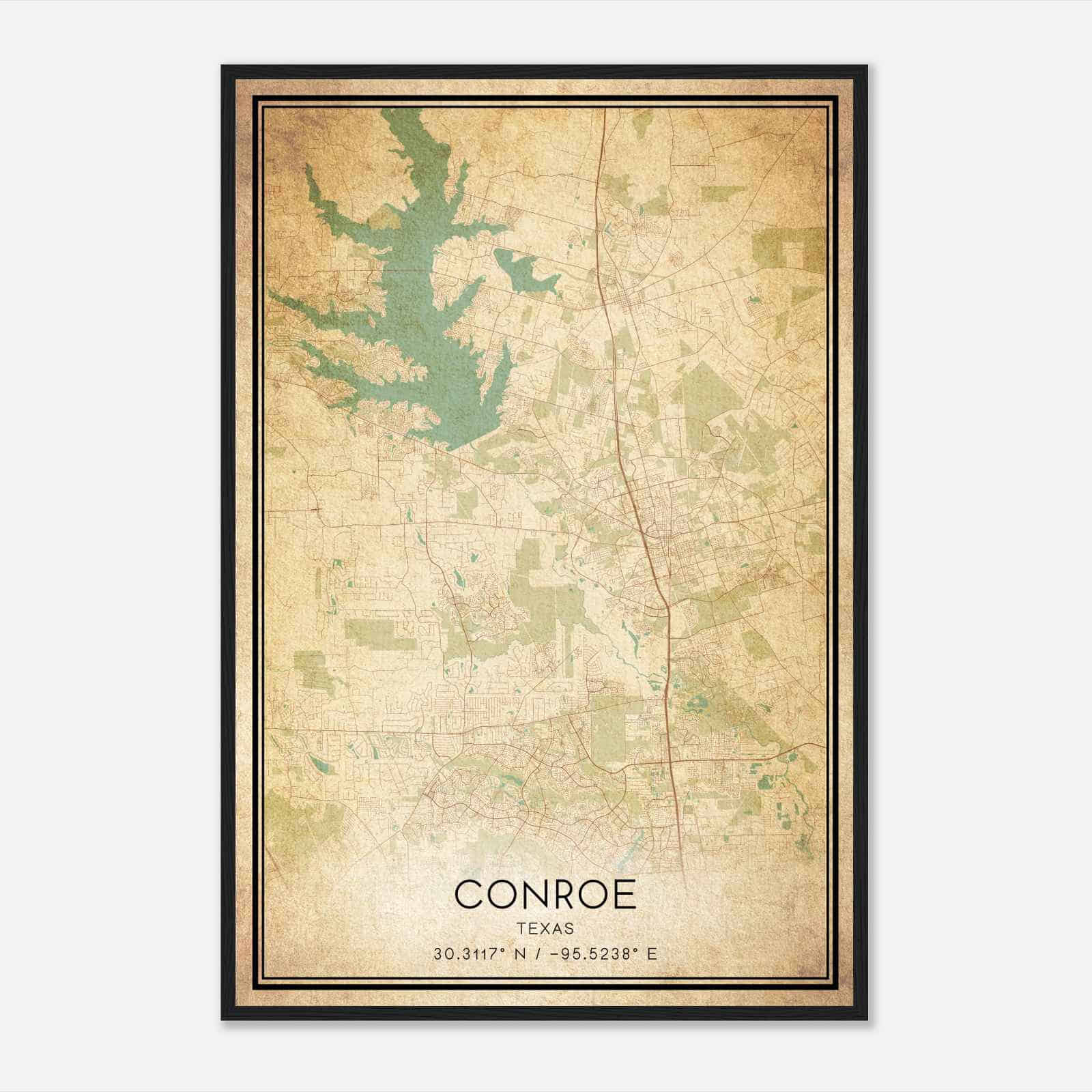 Vintage Conroe Texas Map Poster, Modern Home Decor Wall Art Print Vintage Conroe Texas Map Poster, Modern Home Decor Wall Art Print