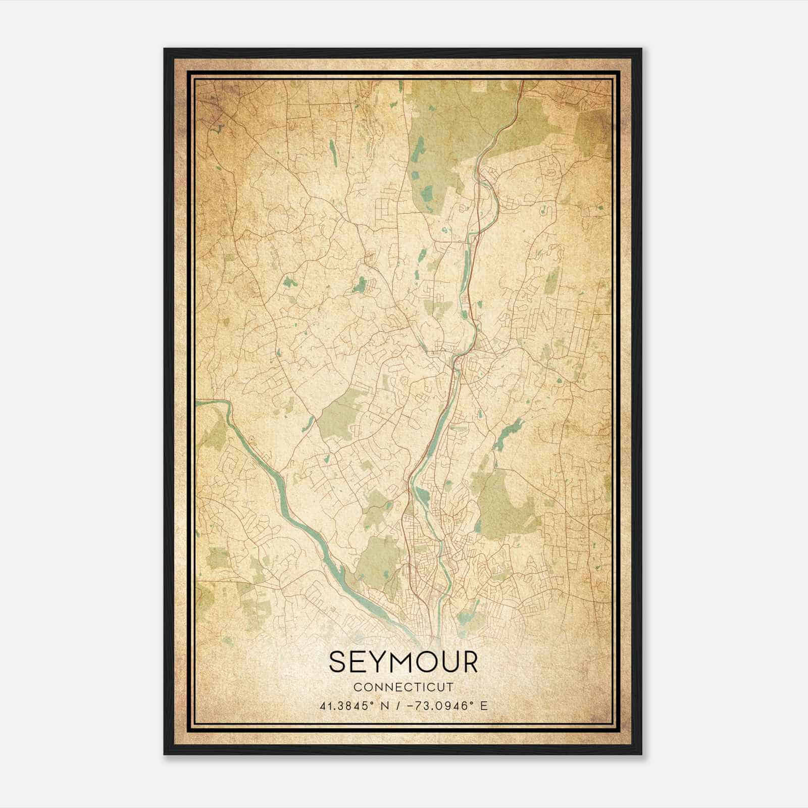 Vintage Seymour Connecticut Map Poster, Modern Home Decor Wall Art Print
