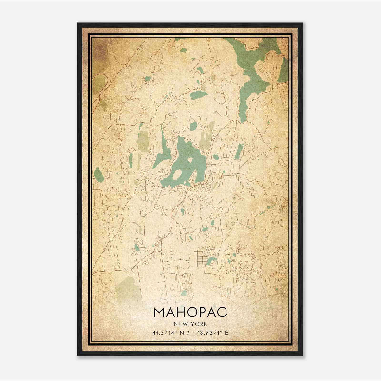 Vintage Mahopac New York Map Poster, Modern Home Decor Wall Art Print