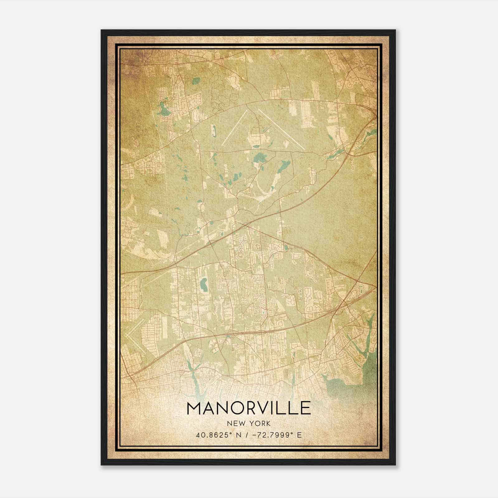 Vintage Manorville New York Map Poster, Modern Home Decor Wall Art Print