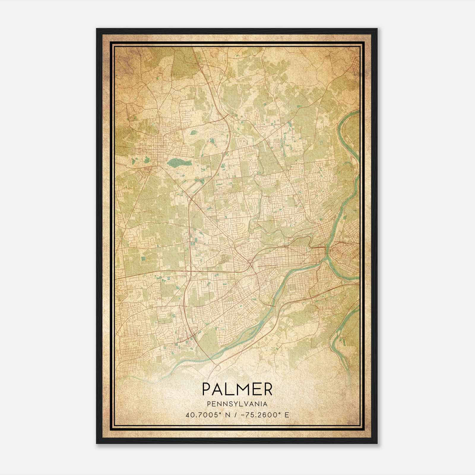 Vintage Palmer Pennsylvania Map Poster, Modern Home Decor Wall Art Print