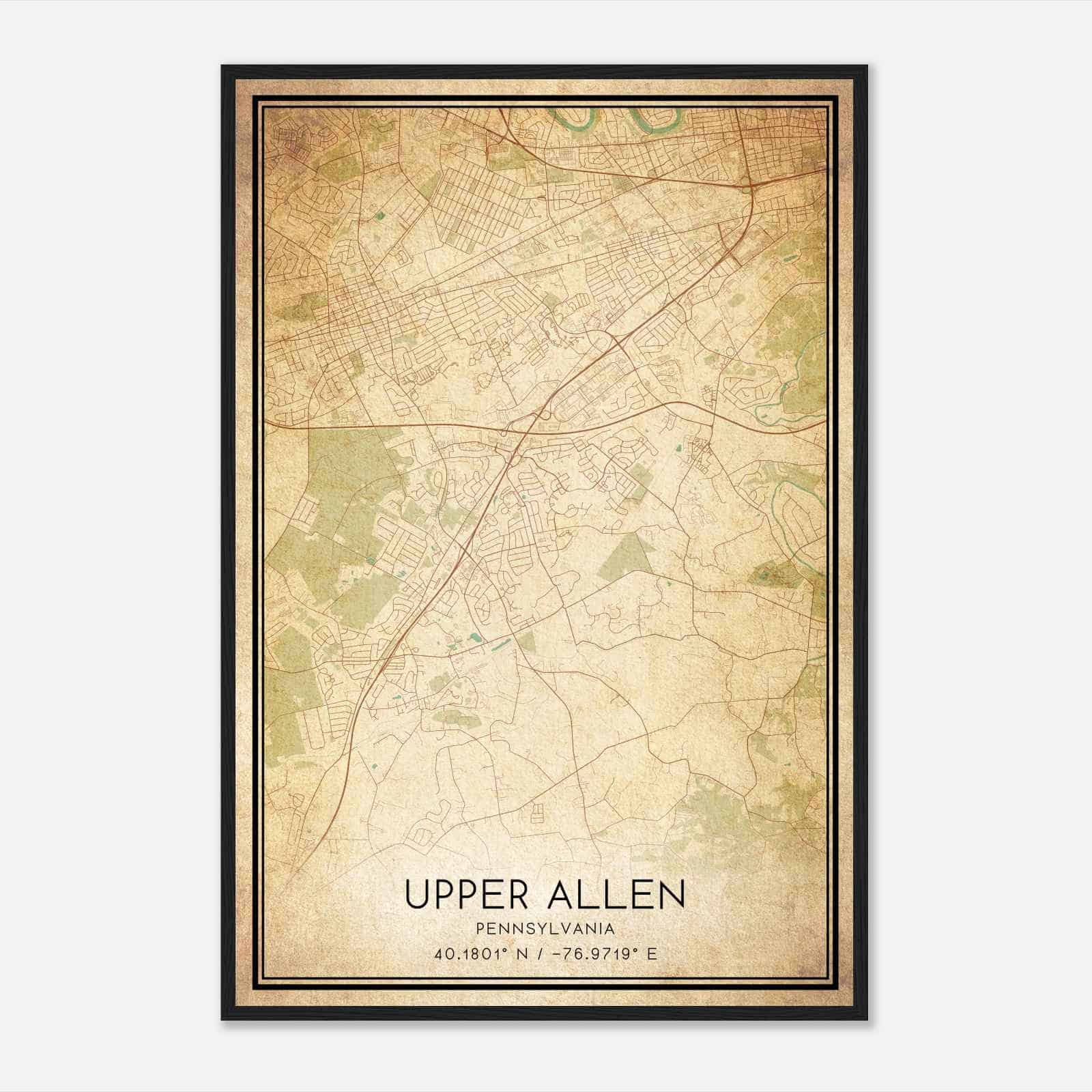 Vintage Upper Allen Pennsylvania Map Poster, Modern Home Decor Wall Art Print