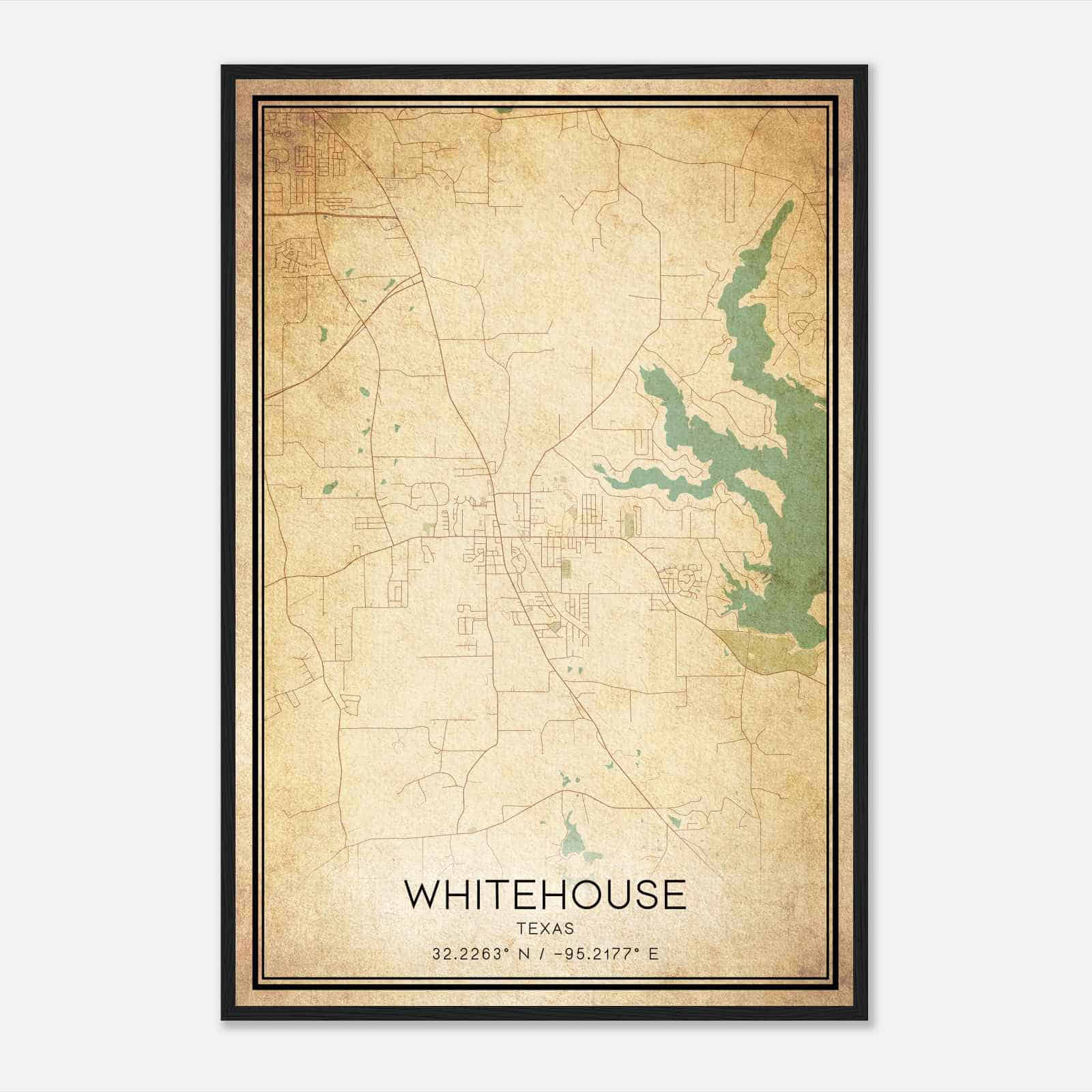 Vintage Whitehouse Texas Map Poster, Modern Home Decor Wall Art Print