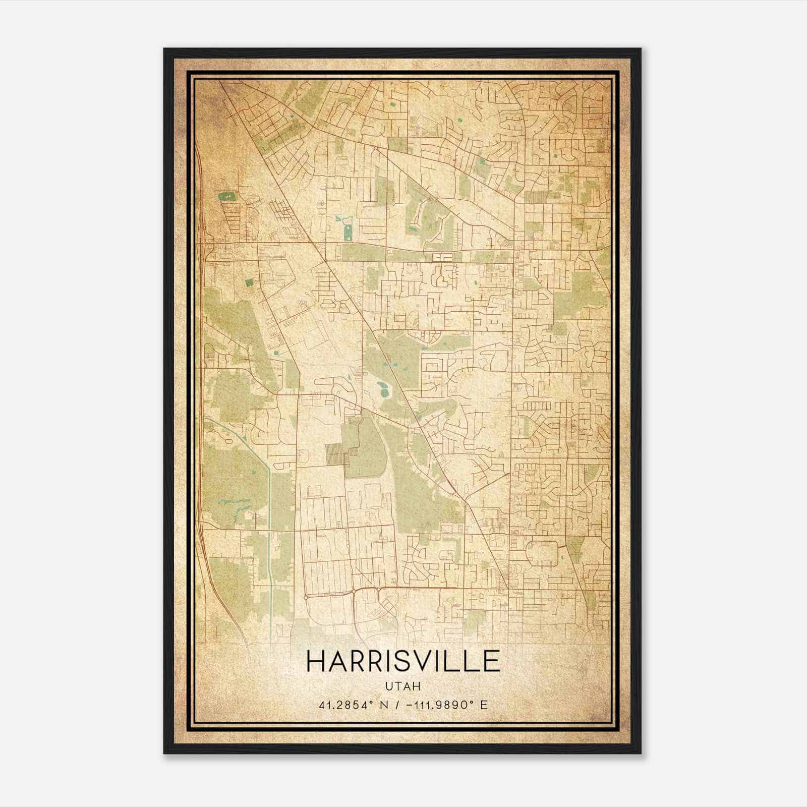 Vintage Harrisville Utah Map Poster, Modern Home Decor Wall Art Print