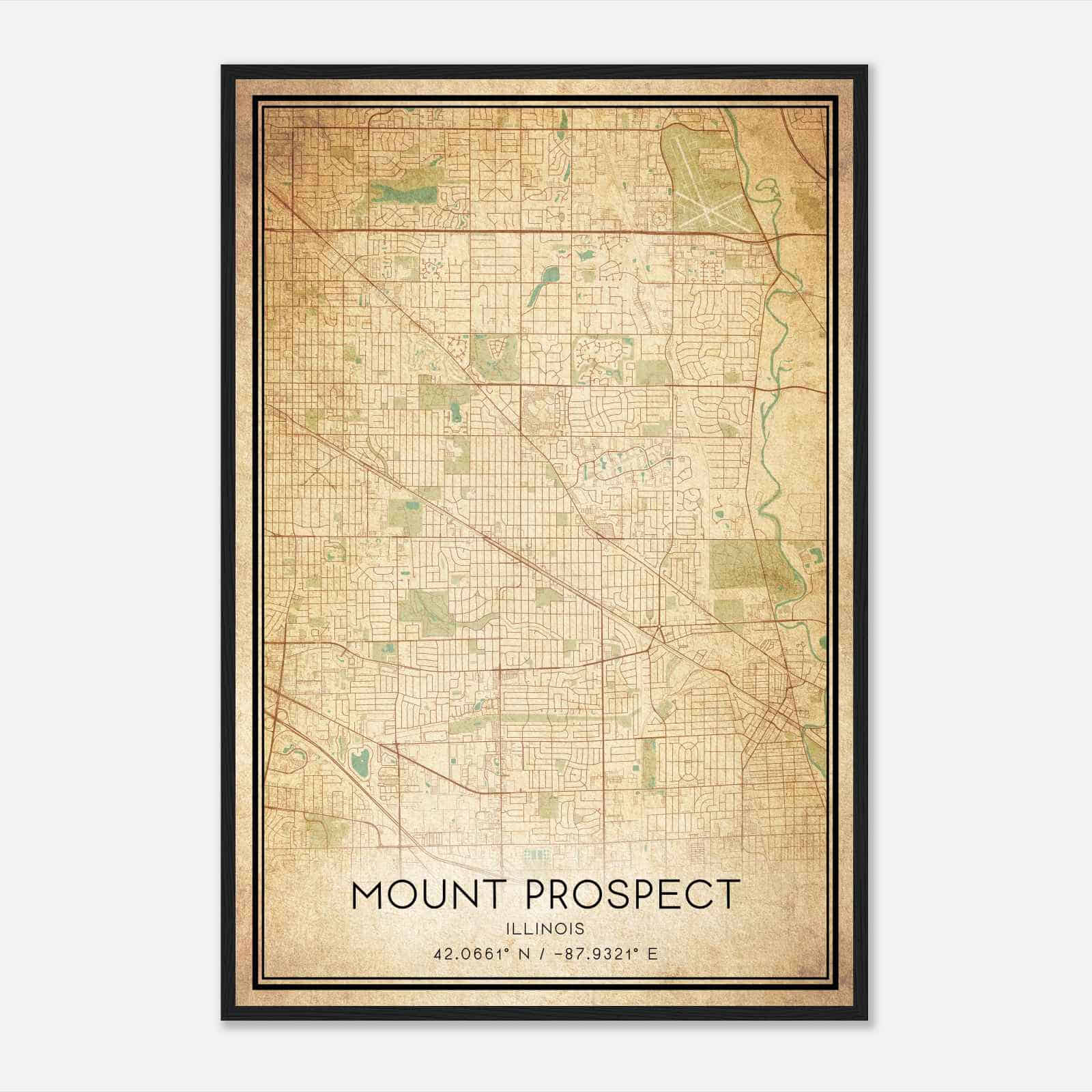 Vintage Mount Prospect Illinois Map Poster, Modern Home Decor Wall Art Print