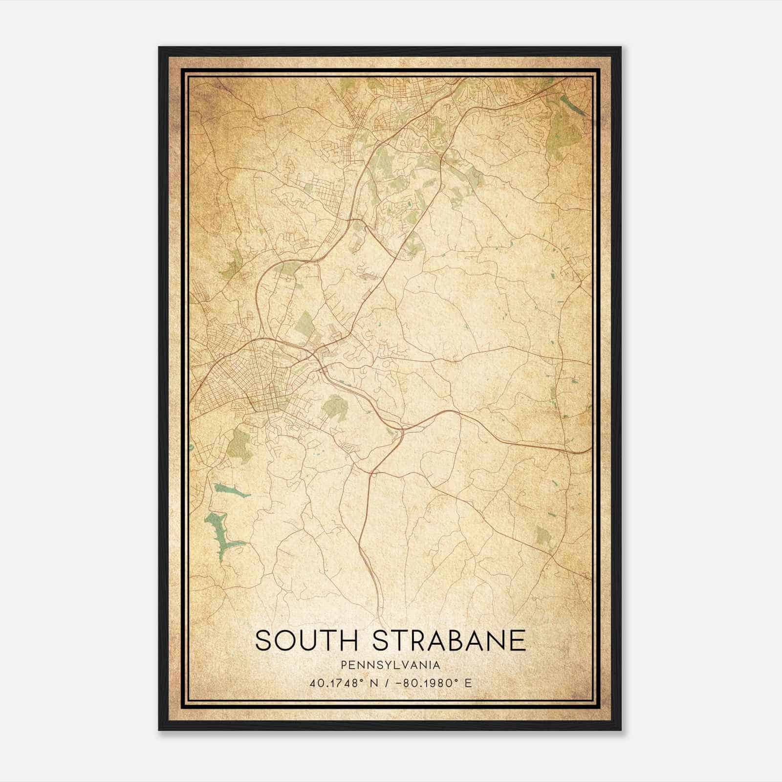 Vintage South Strabane Pennsylvania Map Poster, Modern Home Decor Wall Art Print