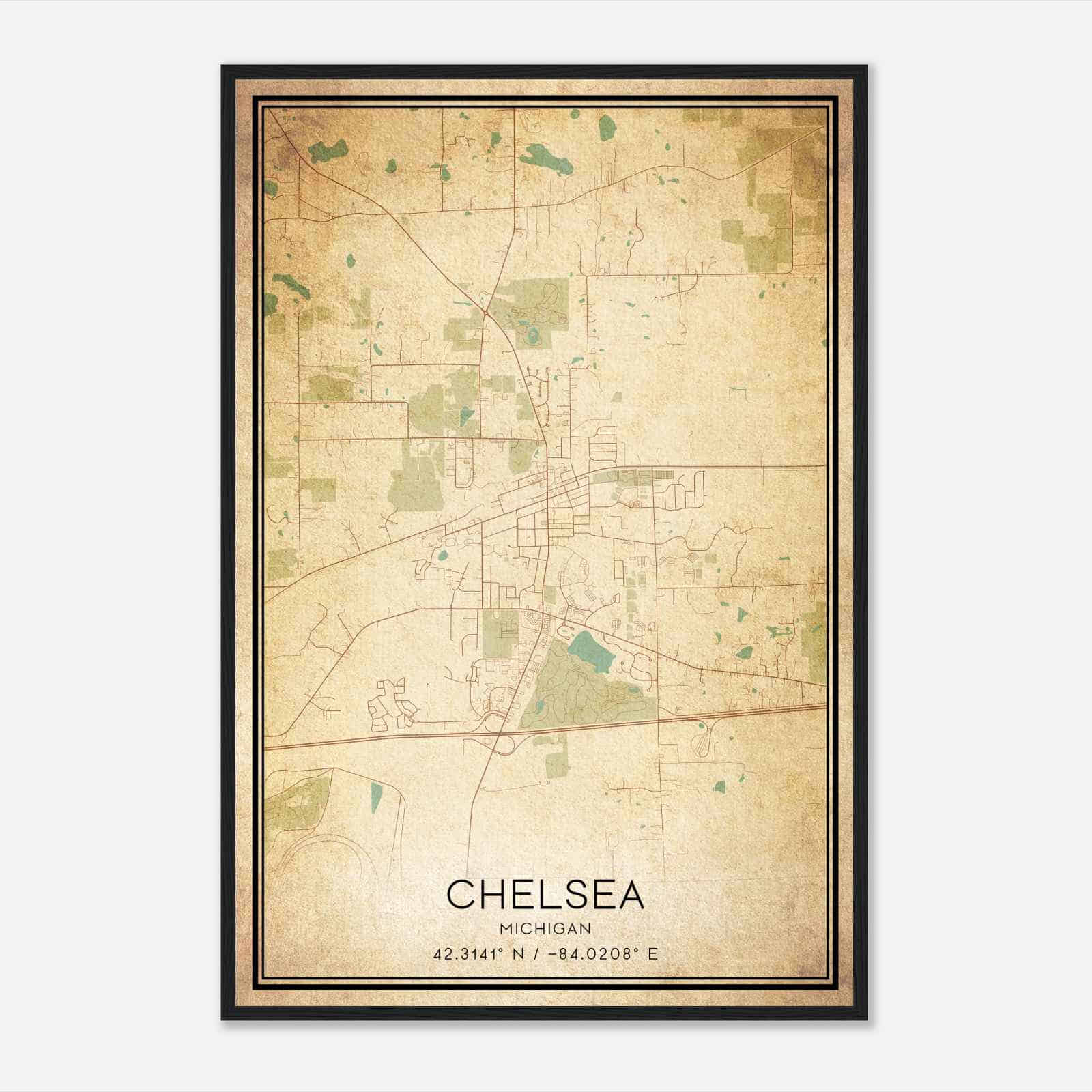 Vintage Chelsea Michigan Map Poster, Modern Home Decor Wall Art Print Vintage Chelsea Michigan Map Poster, Modern Home Decor Wall Art Print
