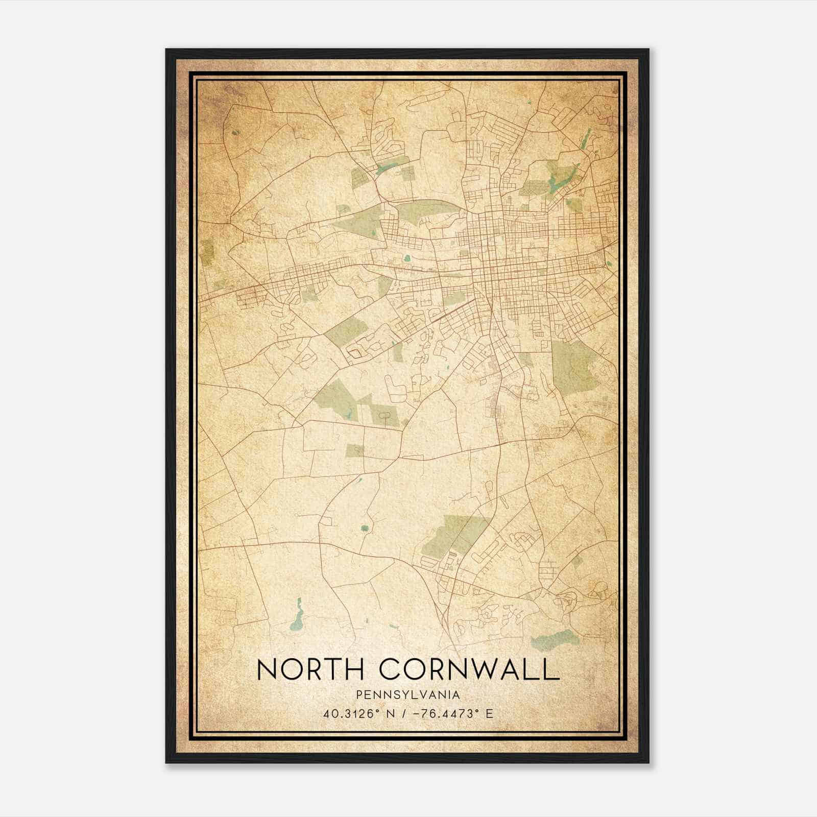 Vintage North Cornwall Pennsylvania Map Poster, Modern Home Decor Wall Art Print