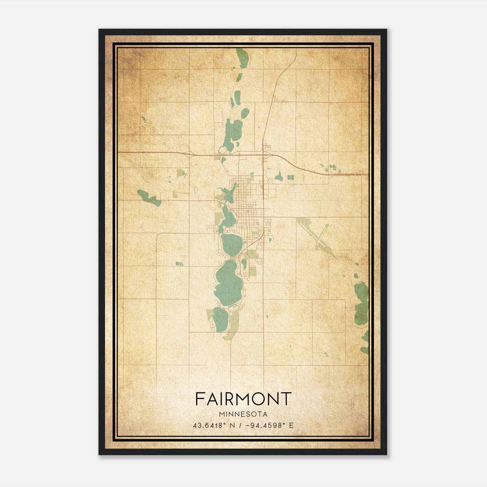 Vintage Fairmont Minnesota Map Poster, Modern Home Decor Wall Art Print Vintage Fairmont Minnesota Map Poster, Modern Home Decor Wall Art Print