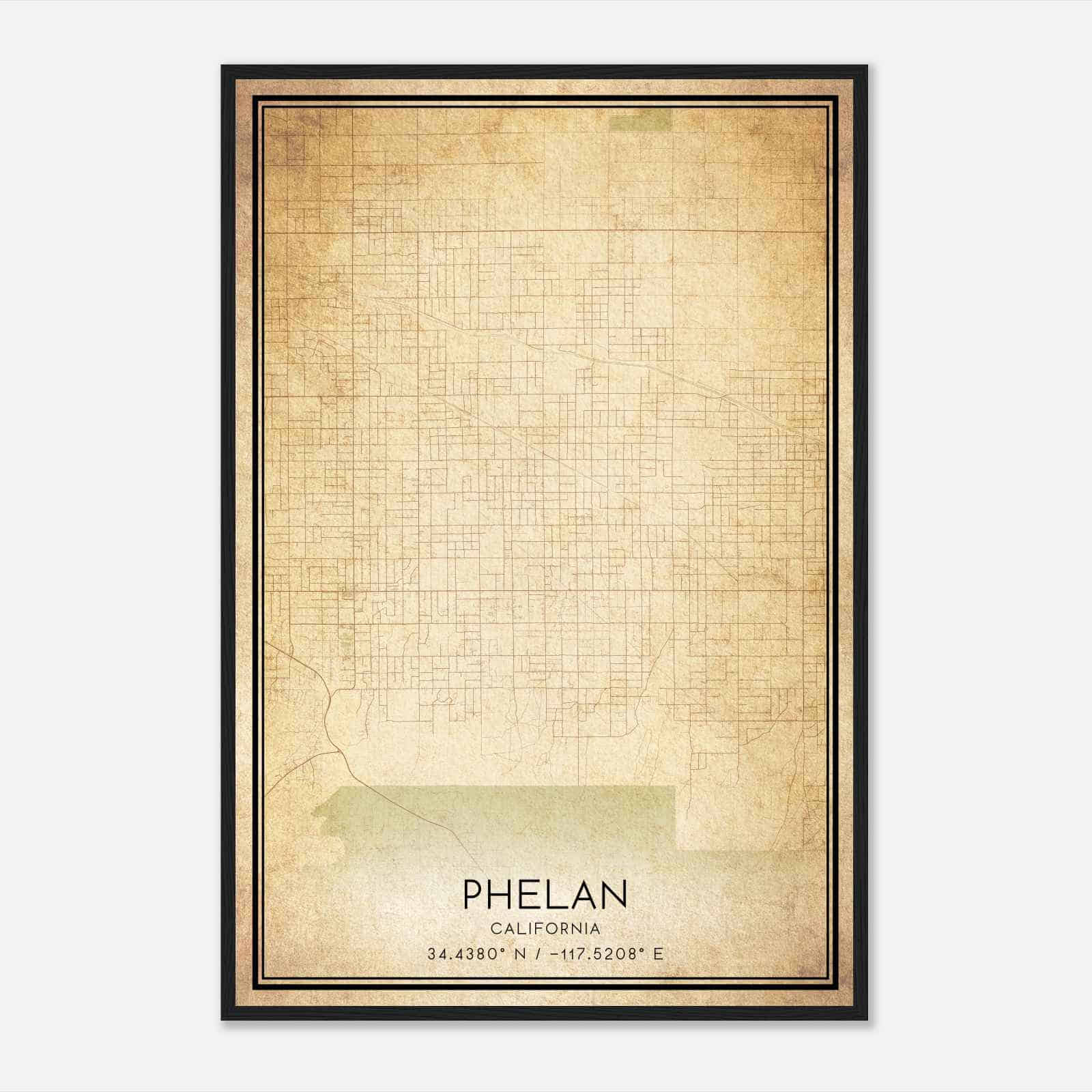 Vintage Phelan California Map Poster, Modern Home Decor Wall Art Print