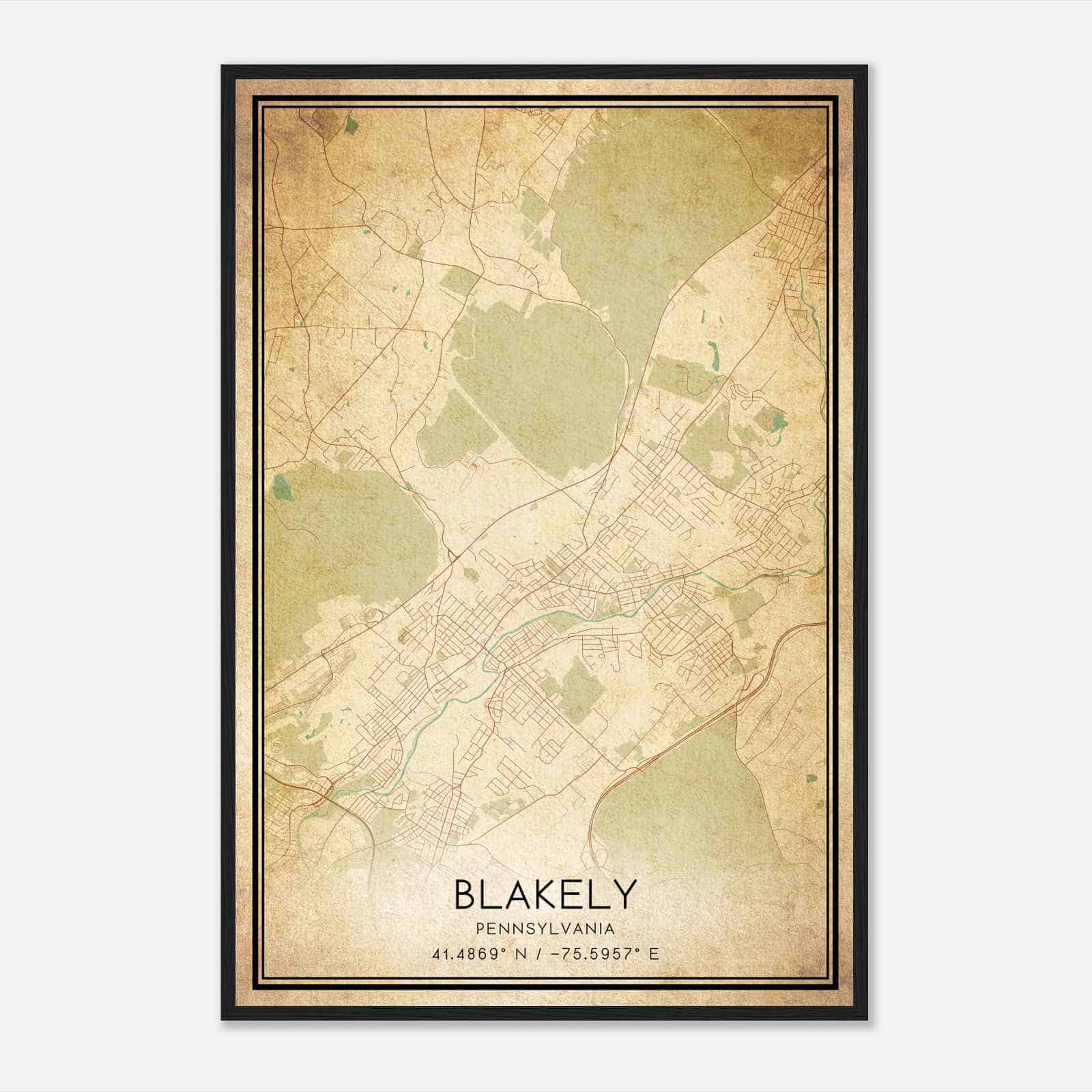 Vintage Blakely Pennsylvania Map Poster, Modern Home Decor Wall Art Print Vintage Blakely Pennsylvania Map Poster, Modern Home Decor Wall Art Print