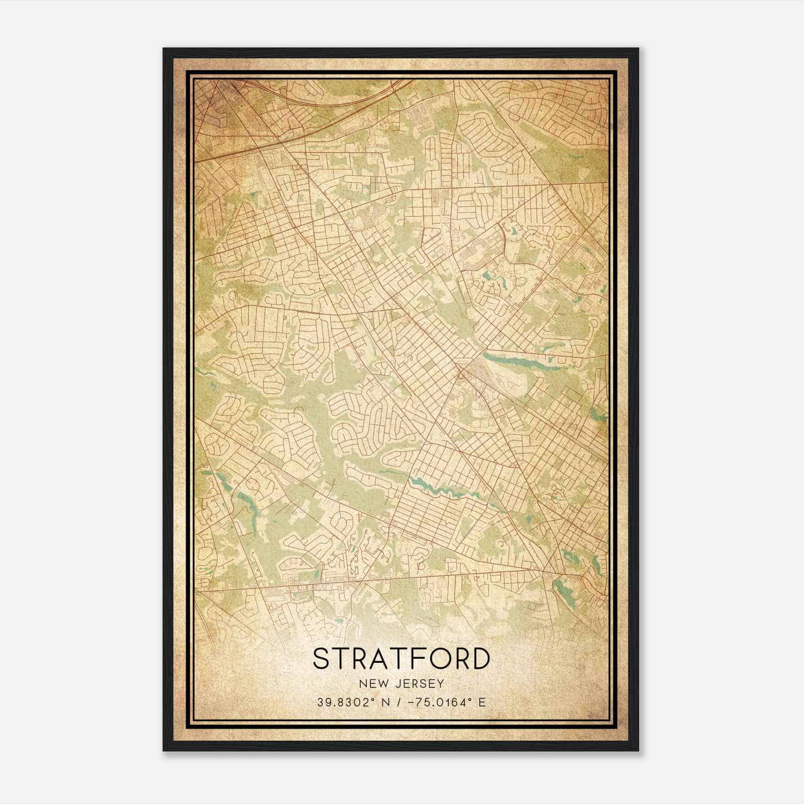 Vintage Stratford New Jersey Map Poster, Modern Home Decor Wall Art Print