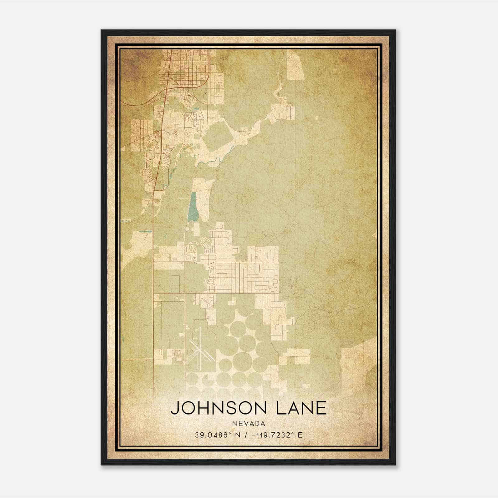 Vintage Johnson Lane Nevada Map Poster, Modern Home Decor Wall Art Print
