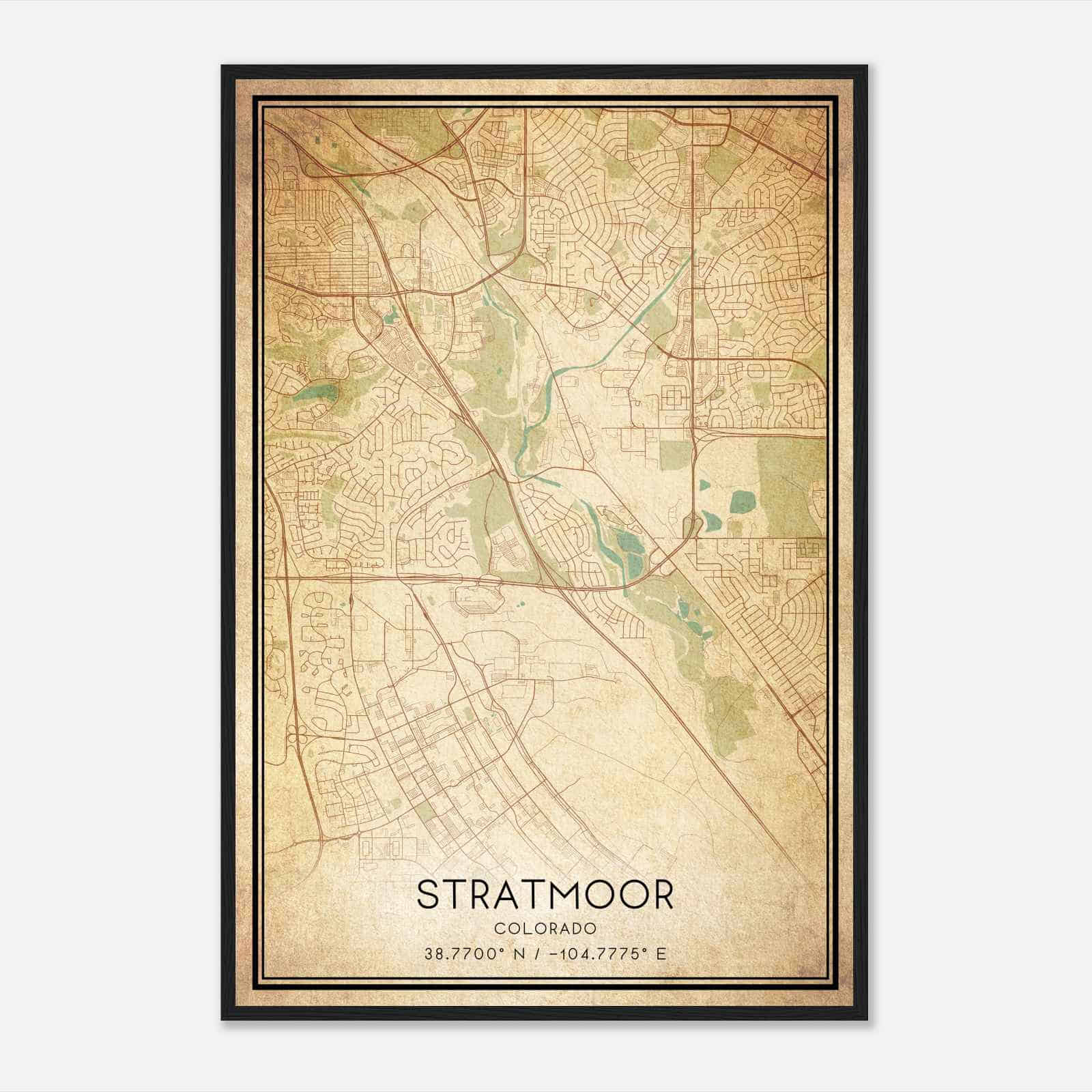 Vintage Stratmoor Colorado Map Poster, Modern Home Decor Wall Art Print
