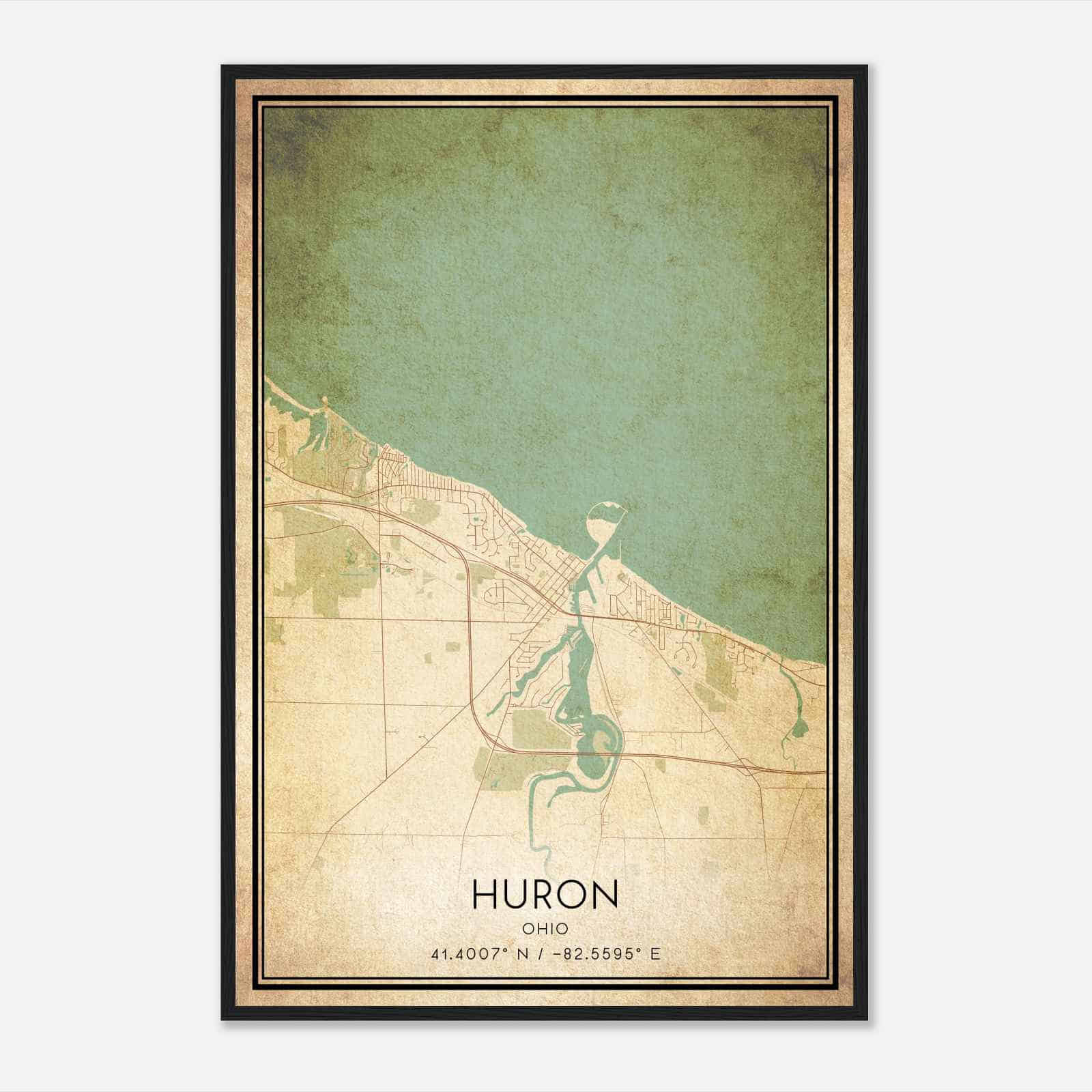 Vintage Huron Ohio Map Poster, Modern Home Decor Wall Art Print Vintage Huron Ohio Map Poster, Modern Home Decor Wall Art Print