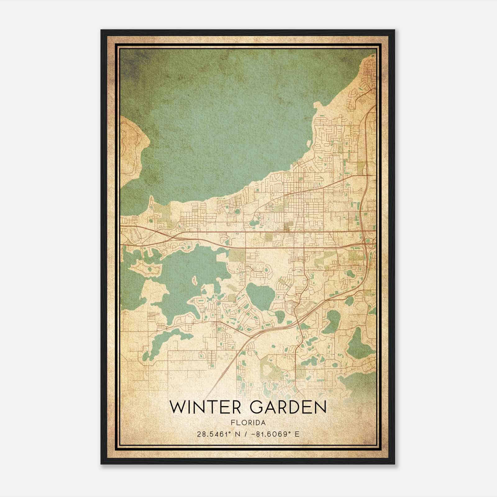 Vintage Winter Garden Florida Map - 96c2a33b7ba6296e688cdf58c81bb536