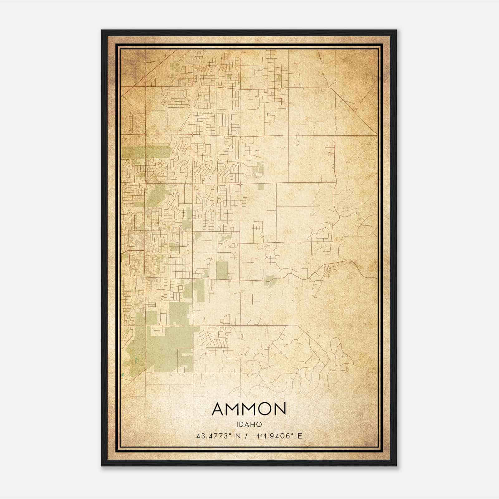 Vintage Ammon Idaho Map Poster, Modern Home Decor Wall Art Print