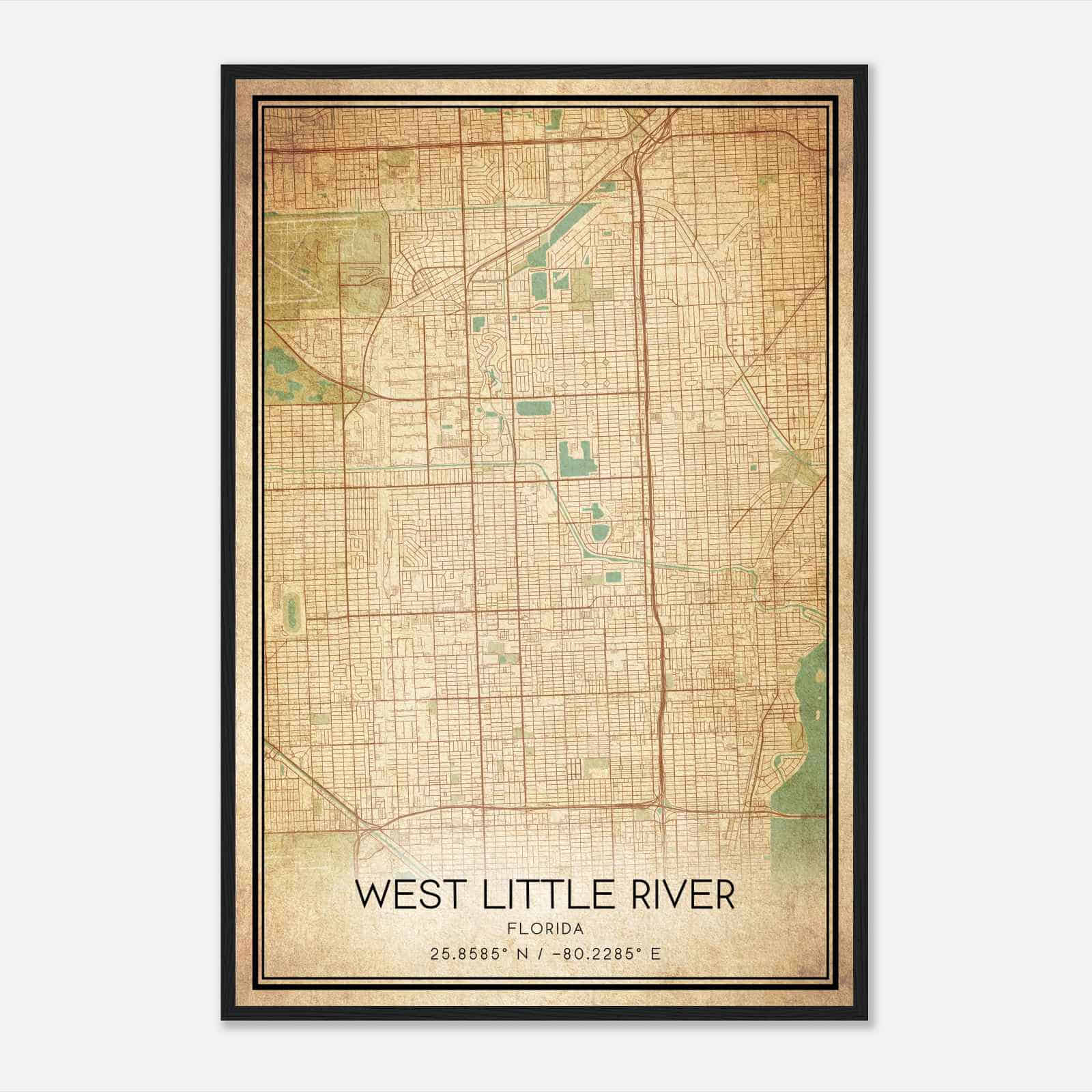 Vintage West Little River Florida Map Poster, Modern Home Decor Wall Art Print Vintage West Little River Florida Map Poster, Modern Home Decor Wall Art Print