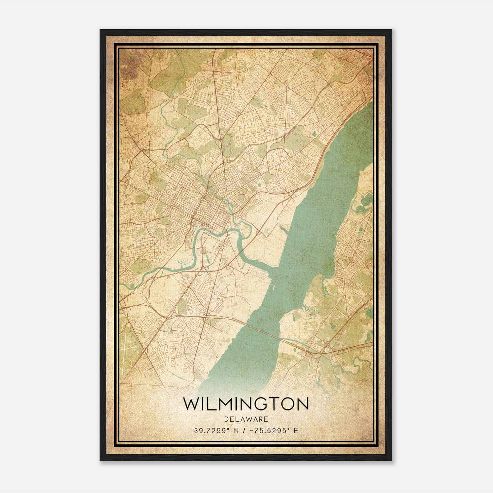 Vintage Wilmington Delaware Map Poster, Modern Home Decor Wall Art Print