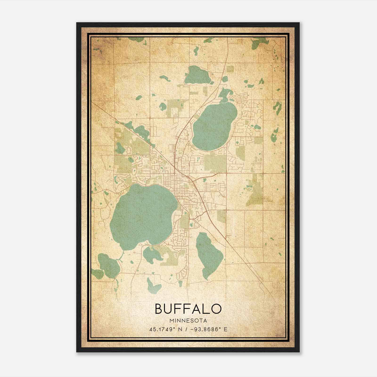 Vintage Buffalo Minnesota Map Poster, Modern Home Decor Wall Art Print Vintage Buffalo Minnesota Map Poster, Modern Home Decor Wall Art Print