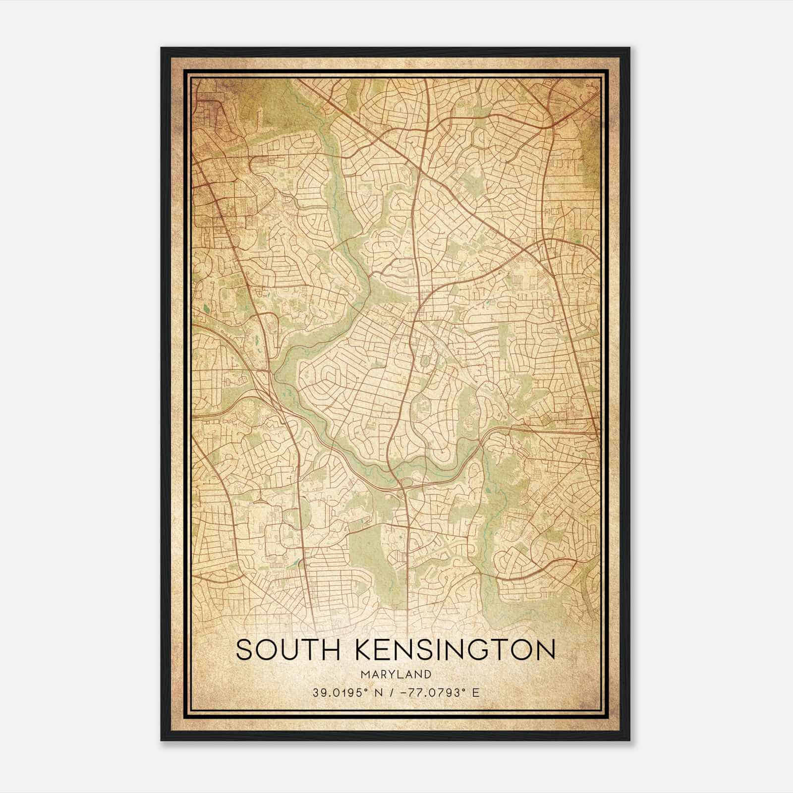 Vintage South Kensington Maryland Map Poster, Modern Home Decor Wall Art Print