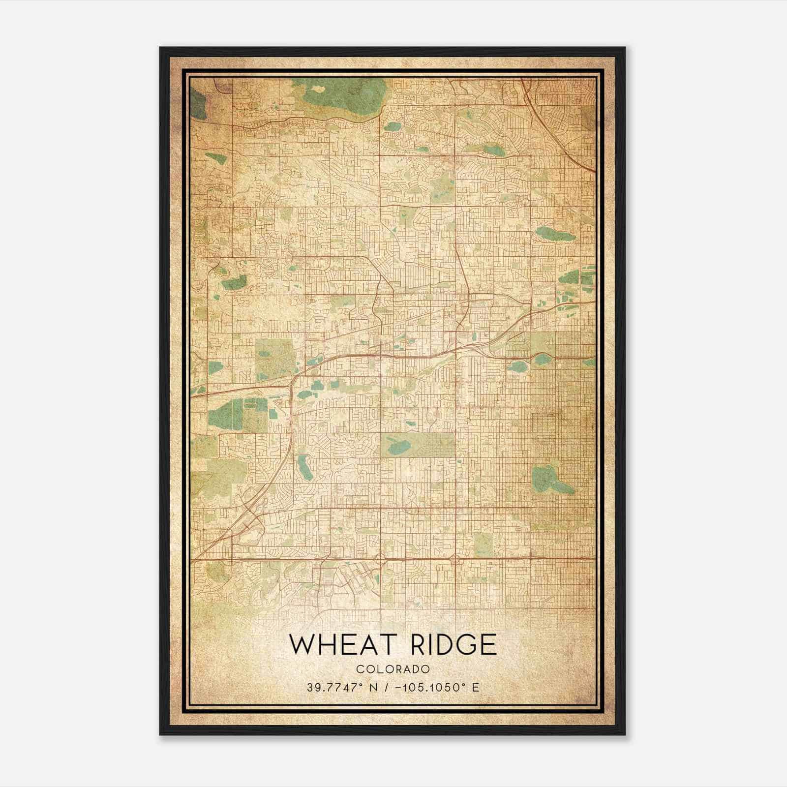 Vintage Wheat Ridge Colorado Map Poster, Modern Home Decor Wall Art Print