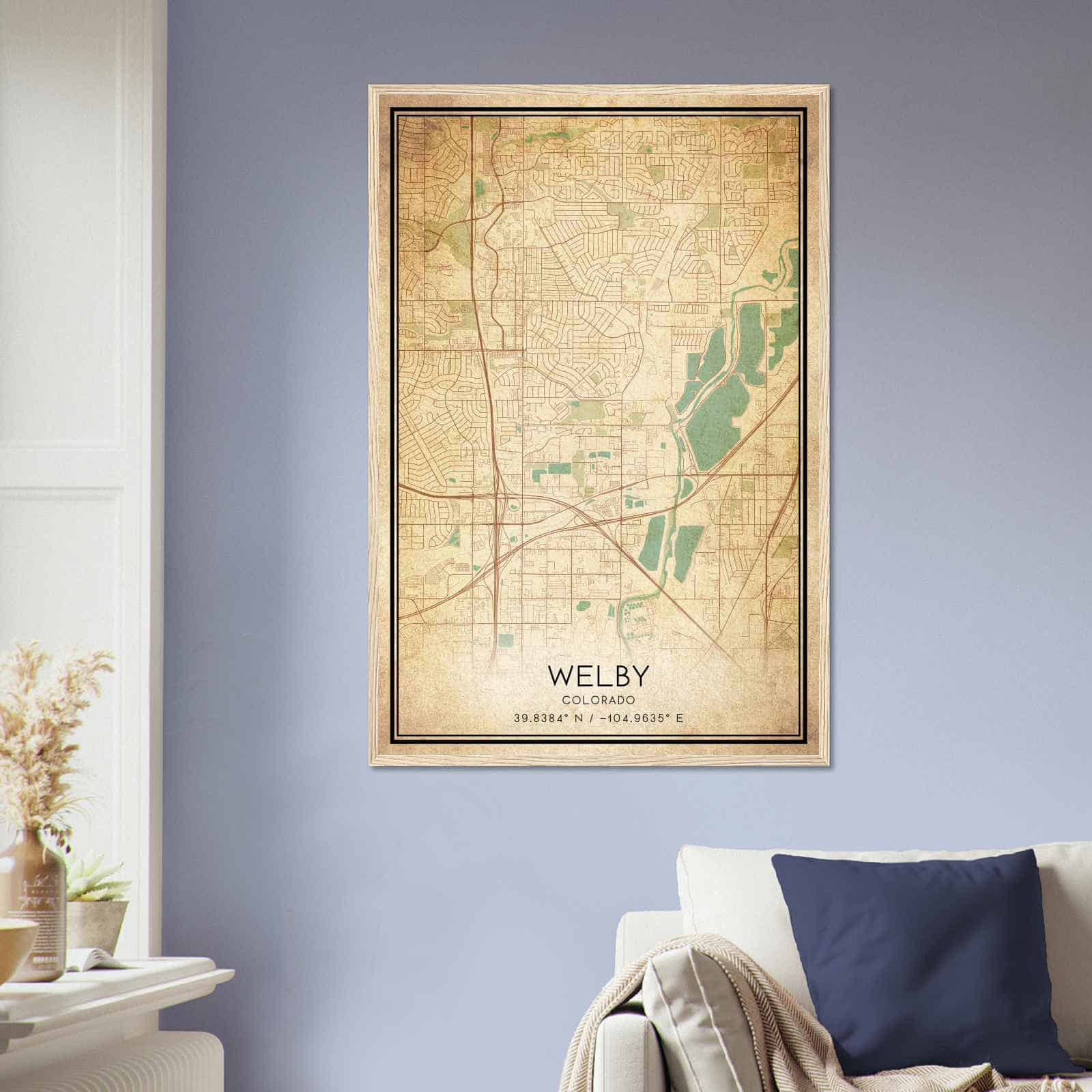 Vintage Welby Colorado Map Poster, Modern Home Decor Wall Art Print ...