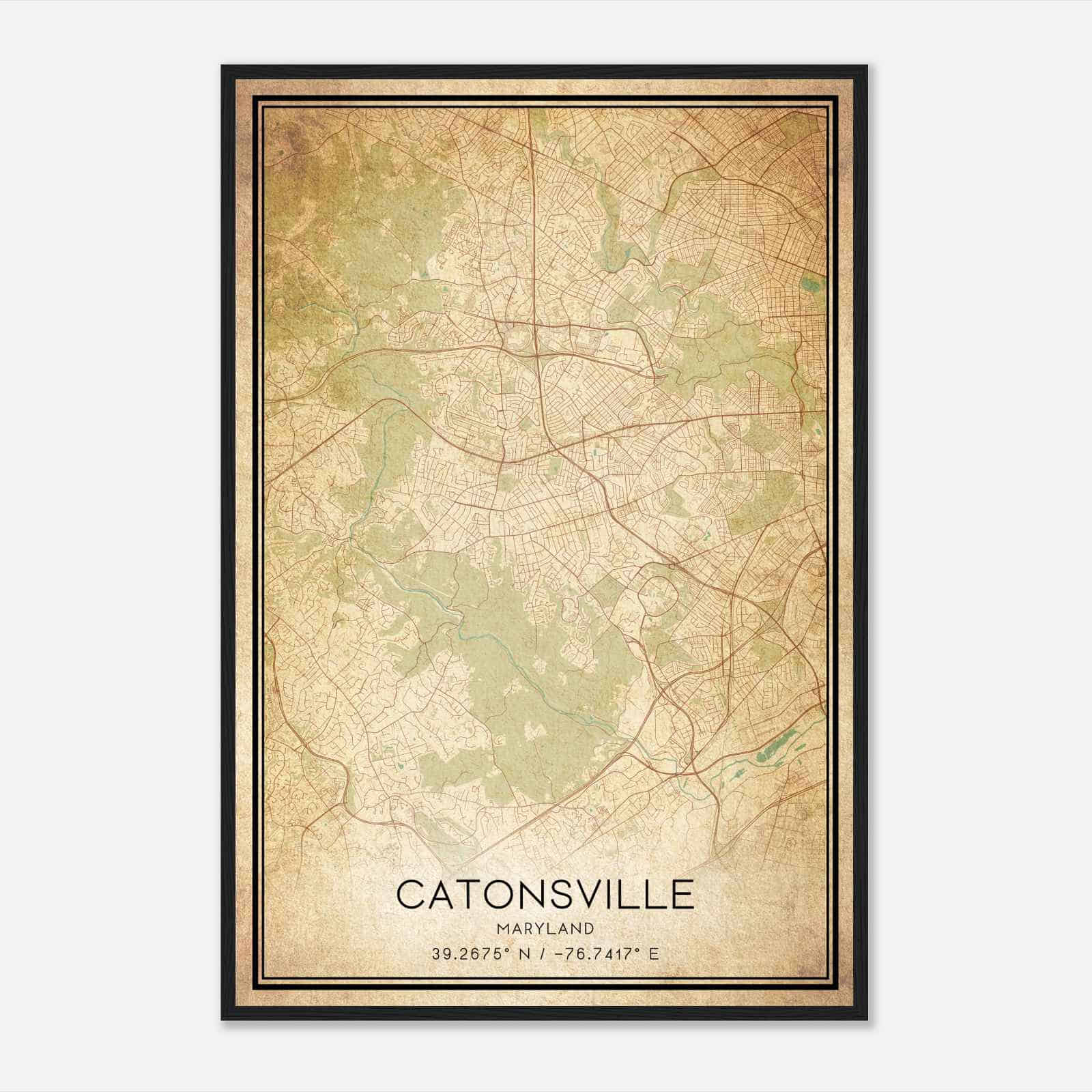 Vintage Catonsville Maryland Map Poster, Modern Home Decor Wall Art Print Vintage Catonsville Maryland Map Poster, Modern Home Decor Wall Art Print