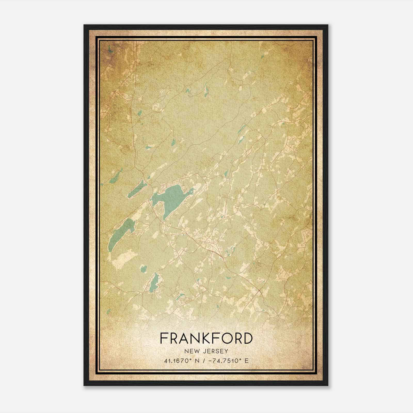 Vintage Frankford New Jersey Map Poster, Modern Home Decor Wall Art Print Vintage Frankford New Jersey Map Poster, Modern Home Decor Wall Art Print