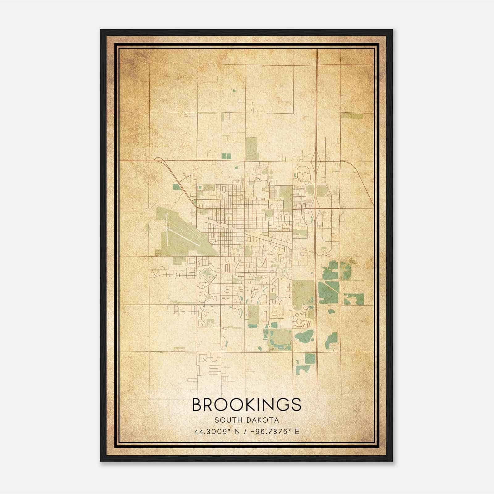 Vintage Brookings South Dakota Map Poster, Modern Home Decor Wall Art Print Vintage Brookings South Dakota Map Poster, Modern Home Decor Wall Art Print