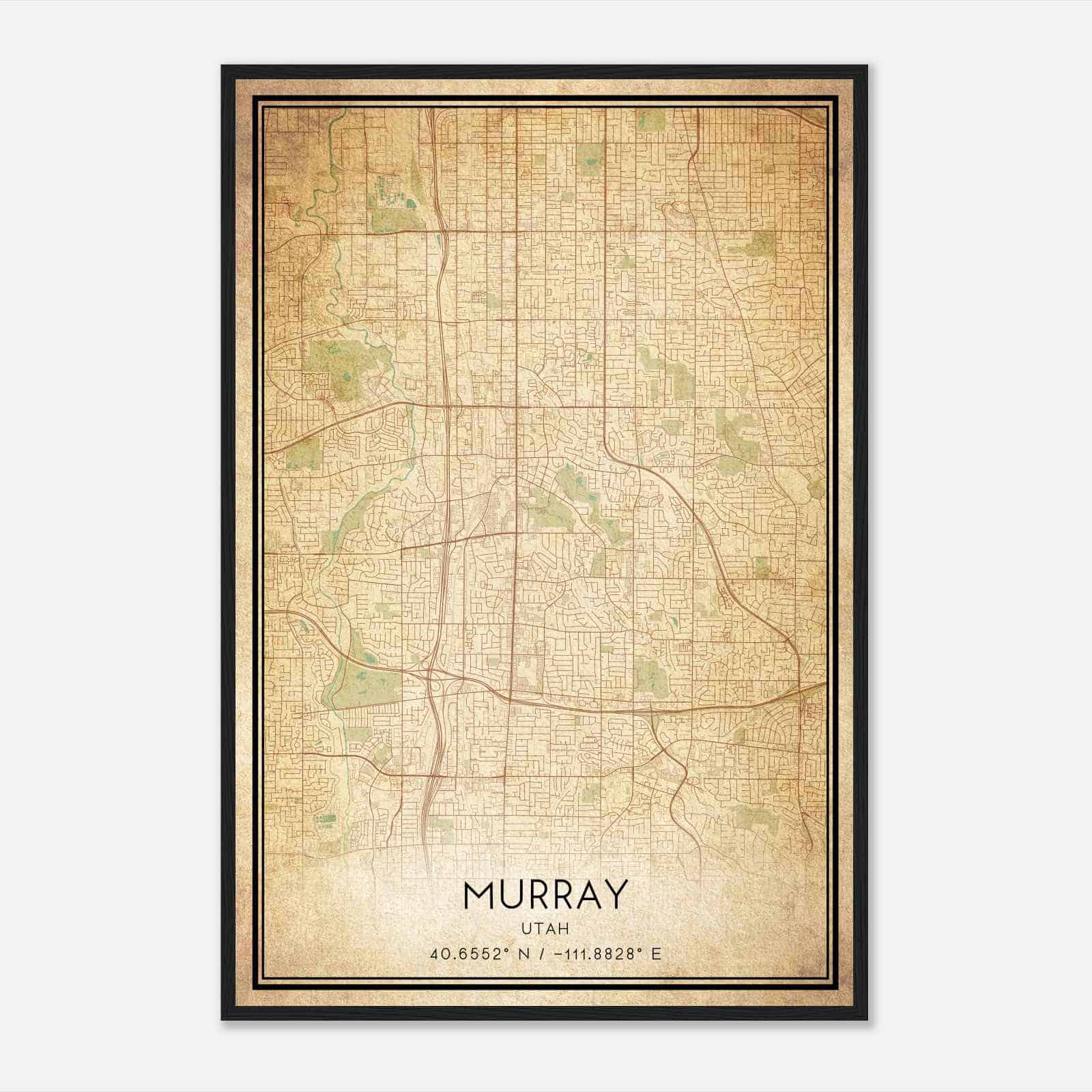 Vintage Murray Utah Map Poster, Modern Home Decor Wall Art Print