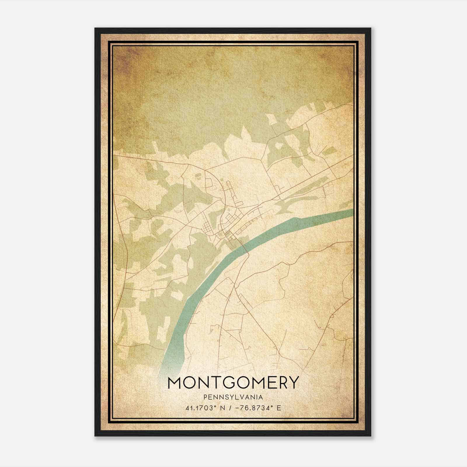 Vintage Montgomery Pennsylvania Map Poster, Modern Home Decor Wall Art Print