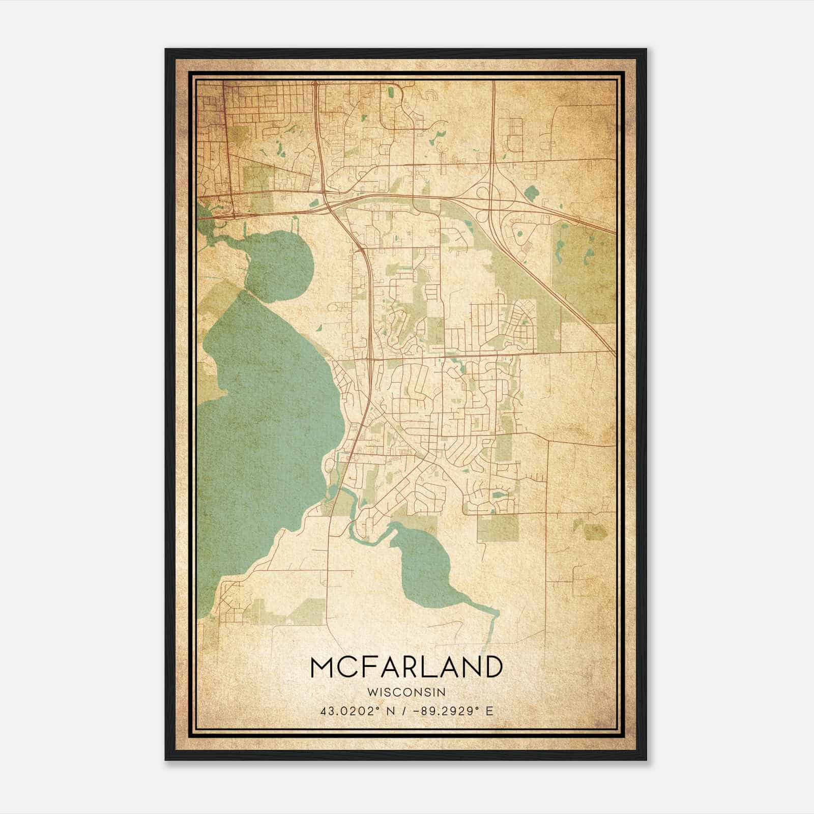 Vintage Mcfarland Wisconsin Map Poster, Modern Home Decor Wall Art Print Vintage Mcfarland Wisconsin Map Poster, Modern Home Decor Wall Art Print