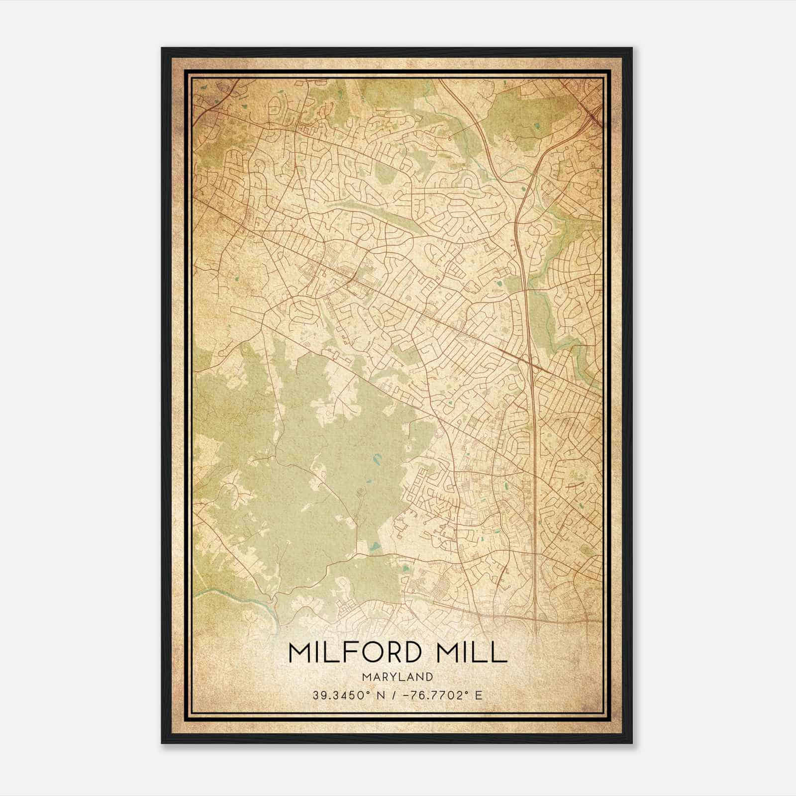 Vintage Milford Mill Maryland Map Poster, Modern Home Decor Wall Art Print Vintage Milford Mill Maryland Map Poster, Modern Home Decor Wall Art Print
