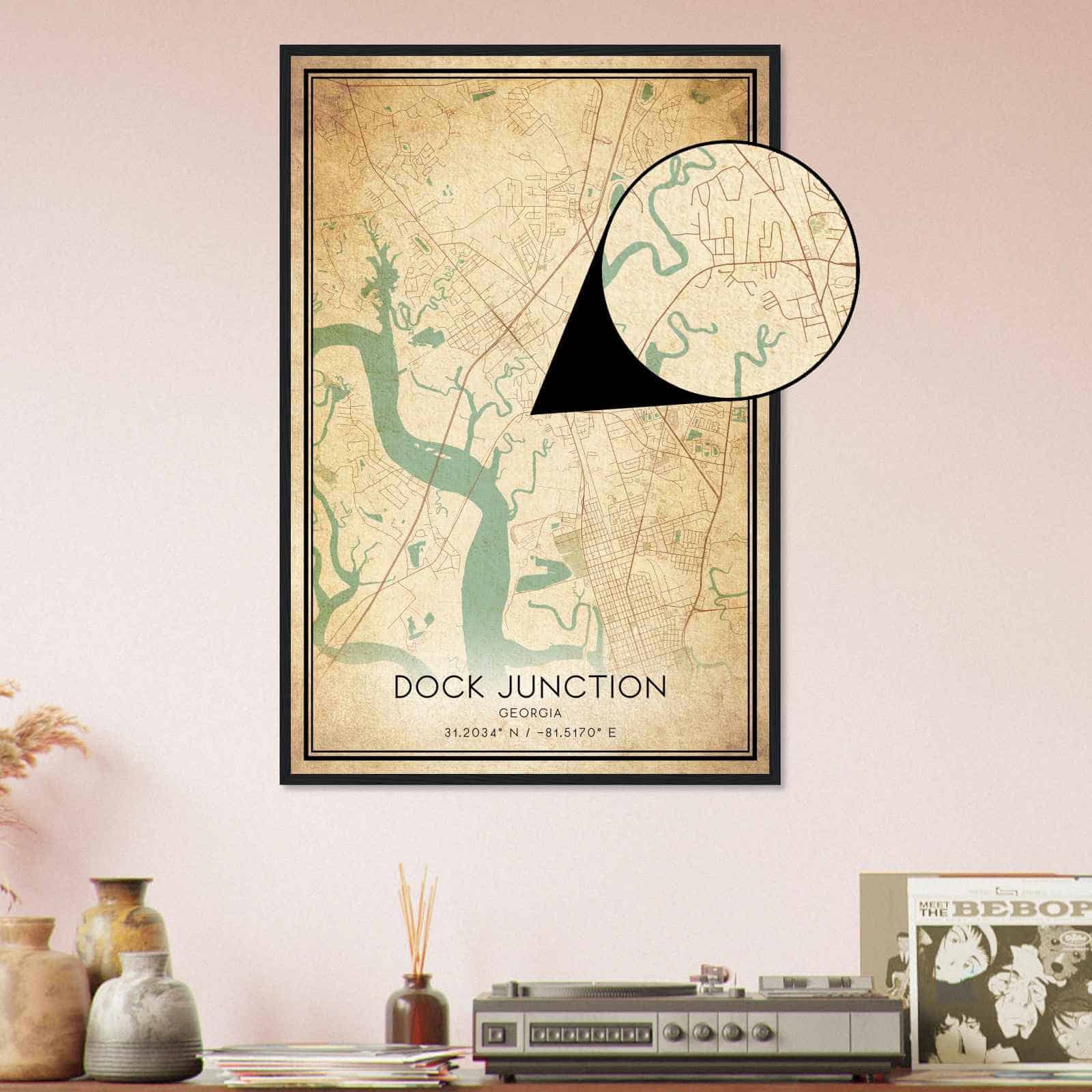 Vintage Dock Junction Map Poster, Modern Home Decor Wall Art