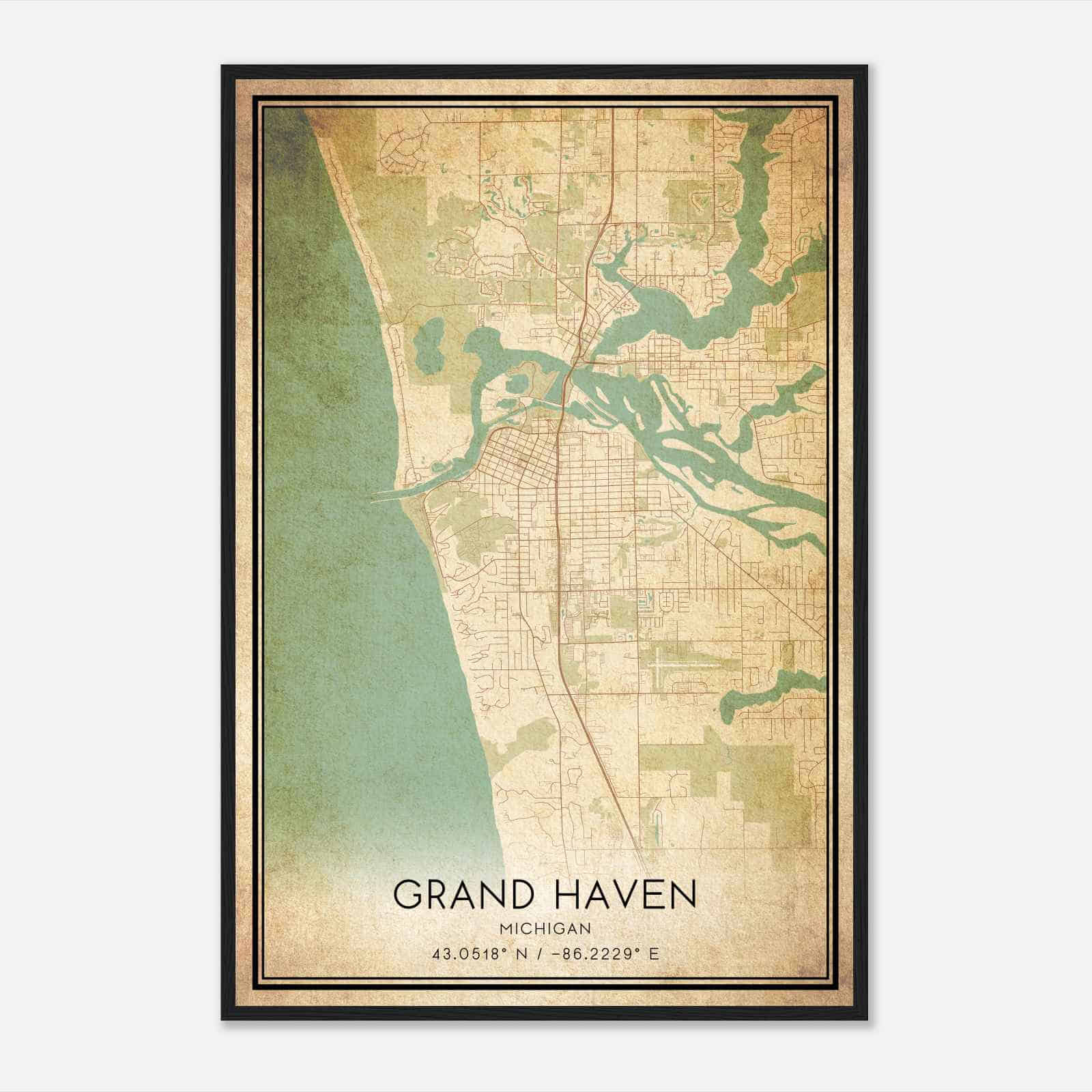 Vintage Grand Haven Michigan Map Poster, Modern Home Decor Wall Art Print Vintage Grand Haven Michigan Map Poster, Modern Home Decor Wall Art Print