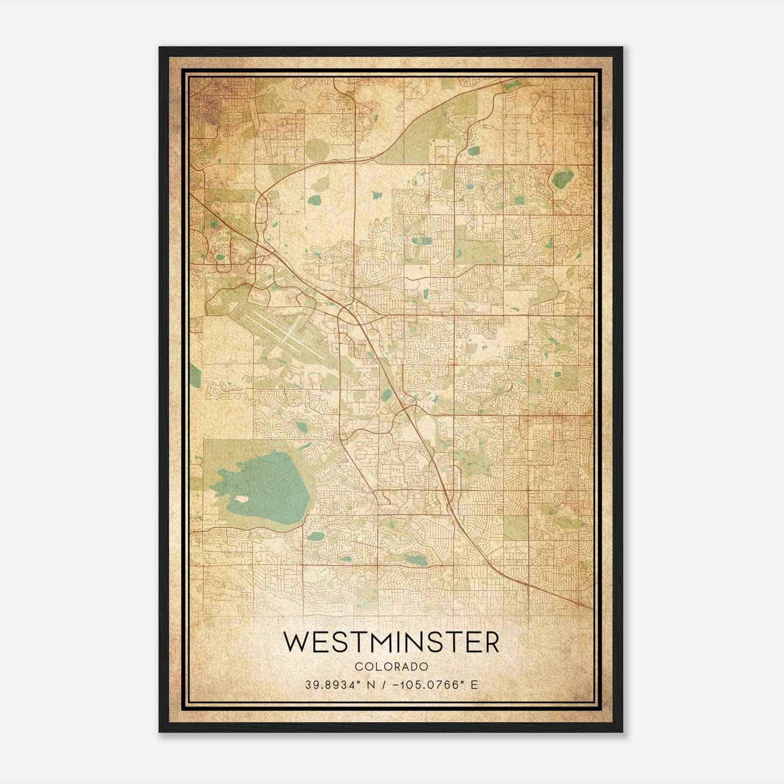 Vintage Westminster Colorado Map Poster, Modern Home Decor Wall Art Print