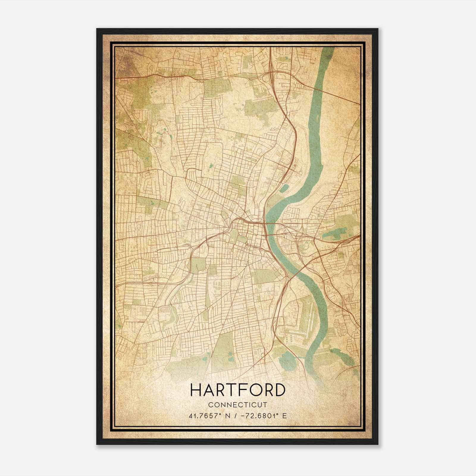 Vintage Hartford Connecticut Map Poster, Modern Home Decor Wall Art Print Vintage Hartford Connecticut Map Poster, Modern Home Decor Wall Art Print