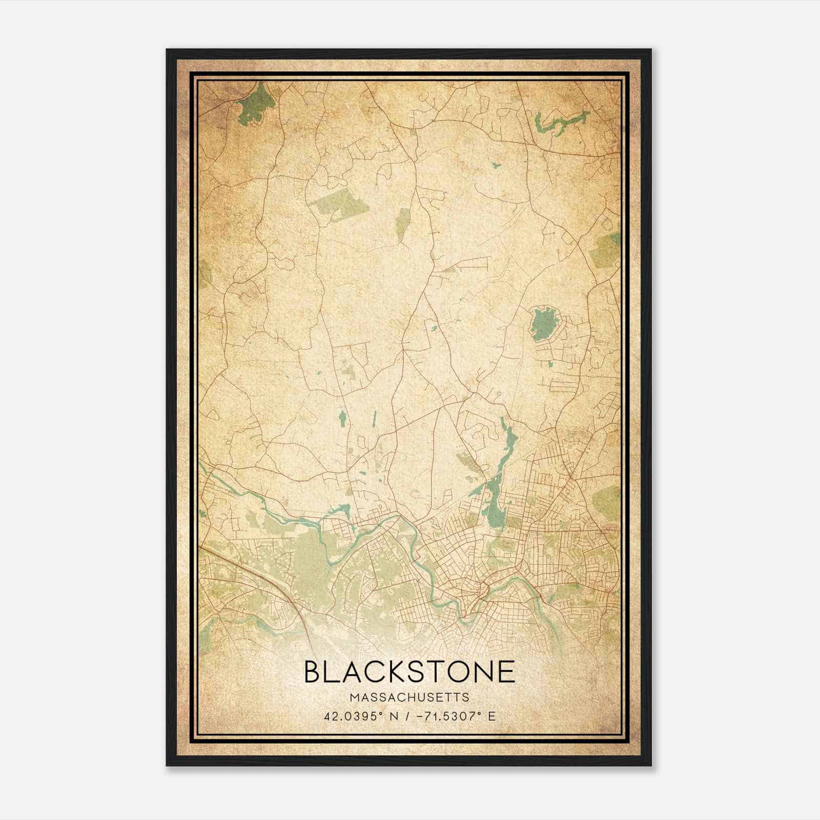 Vintage Blackstone Massachusetts Map Poster, Modern Home Decor Wall Art Print Vintage Blackstone Massachusetts Map Poster, Modern Home Decor Wall Art Print