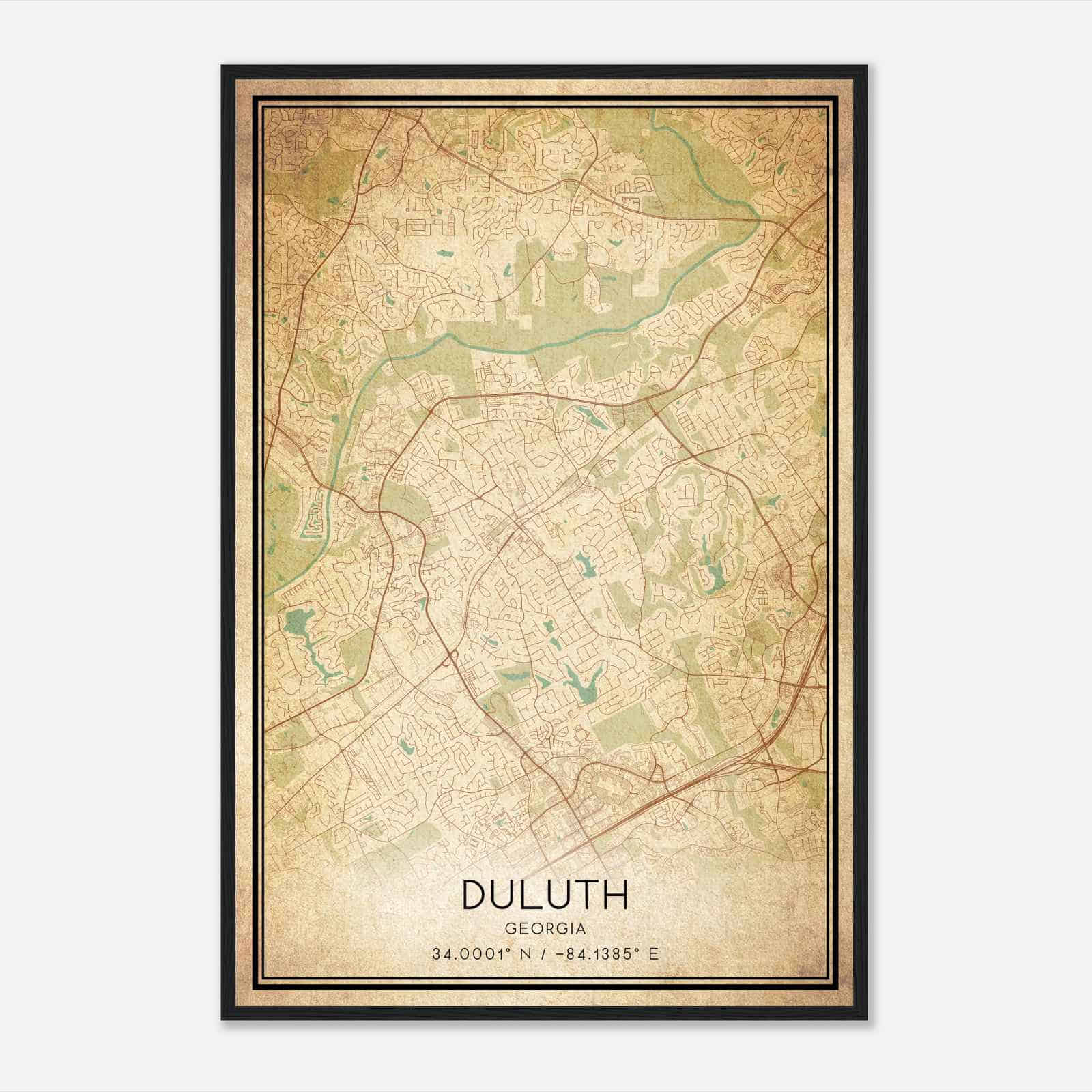 Vintage Duluth Georgia Map Poster, Modern Home Decor Wall Art Print