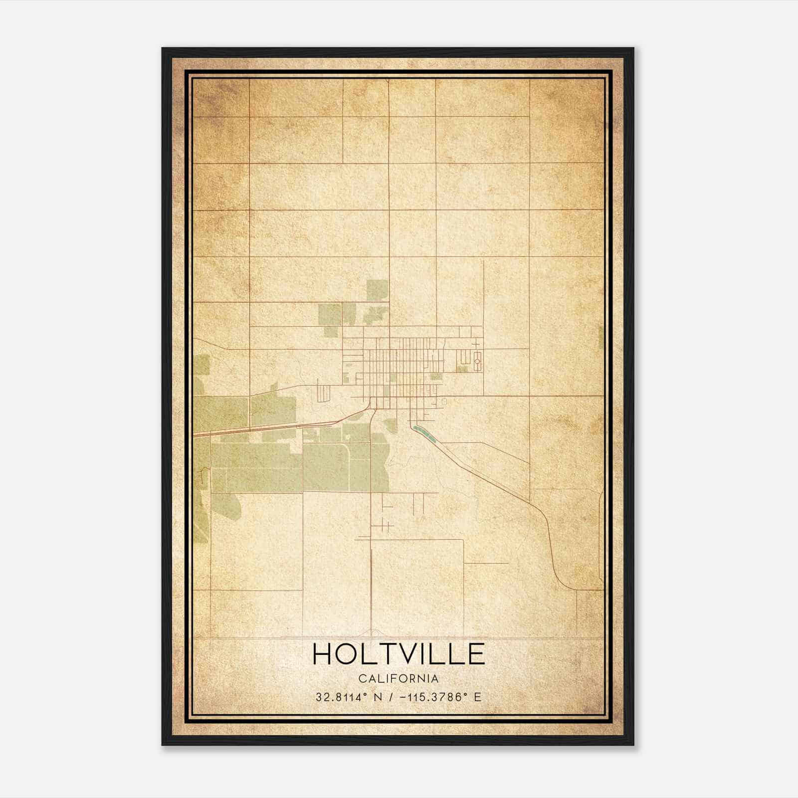 Vintage Holtville California Map Poster, Modern Home Decor Wall Art Print
