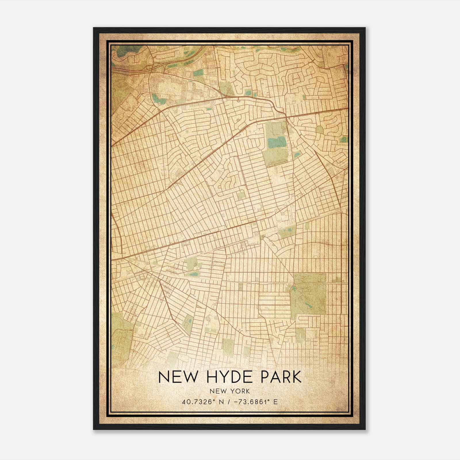 Vintage New Hyde Park New York Map Poster, Modern Home Decor Wall Art Print