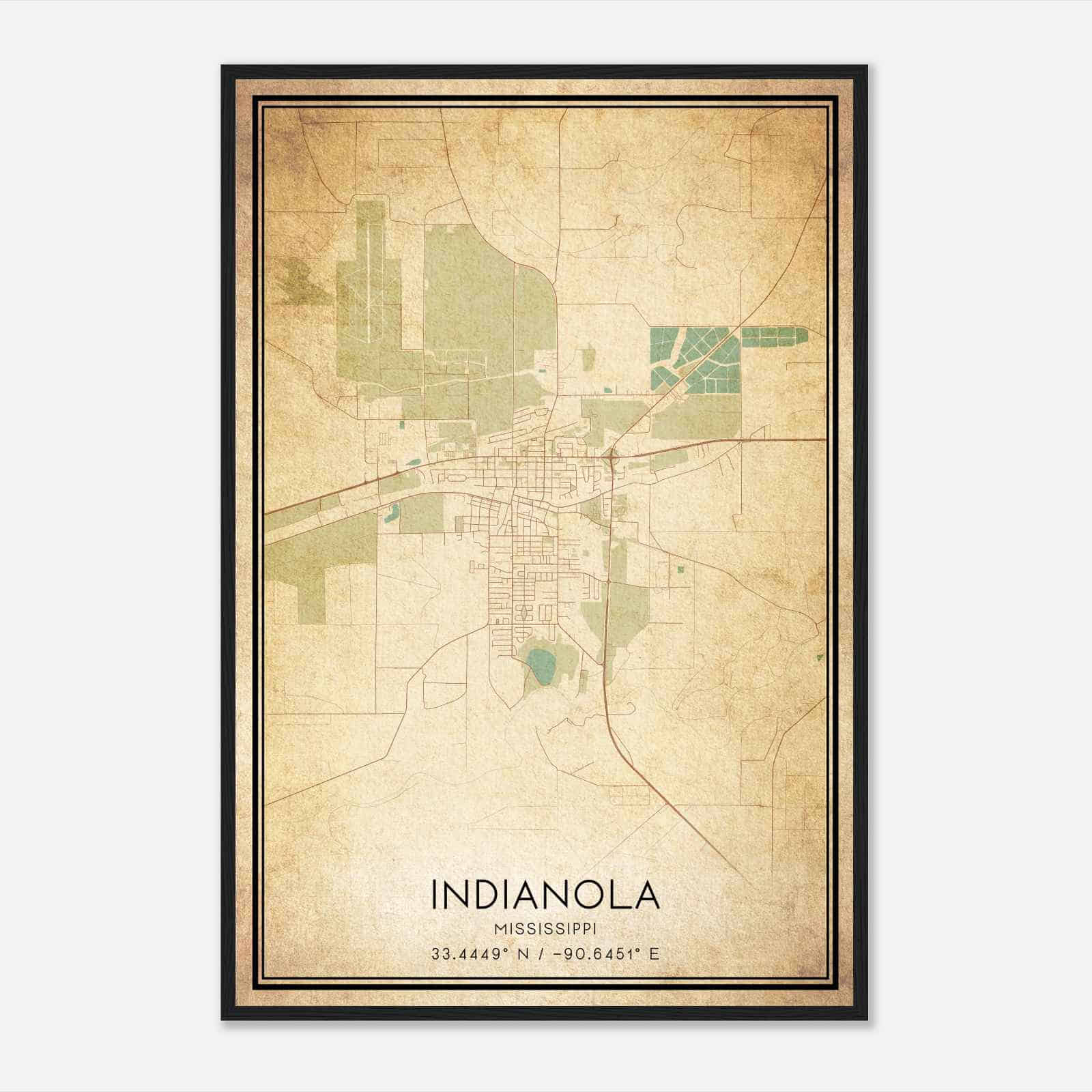 Vintage Indianola Mississippi Map Poster, Modern Home Decor Wall Art Print Vintage Indianola Mississippi Map Poster, Modern Home Decor Wall Art Print