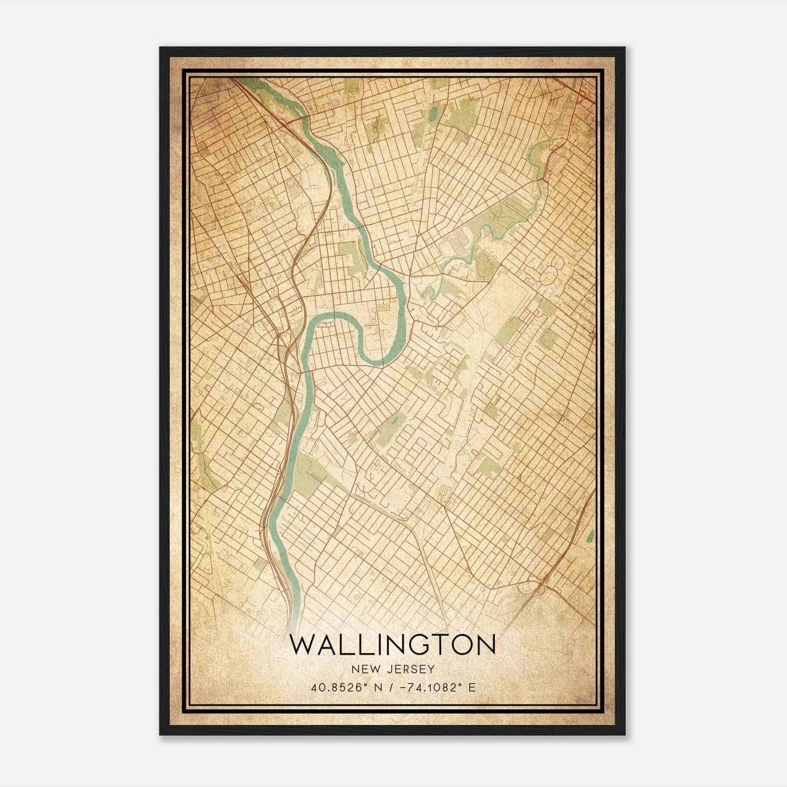Vintage Wallington New Jersey Map Poster, Modern Home Decor Wall Art Print Vintage Wallington New Jersey Map Poster, Modern Home Decor Wall Art Print