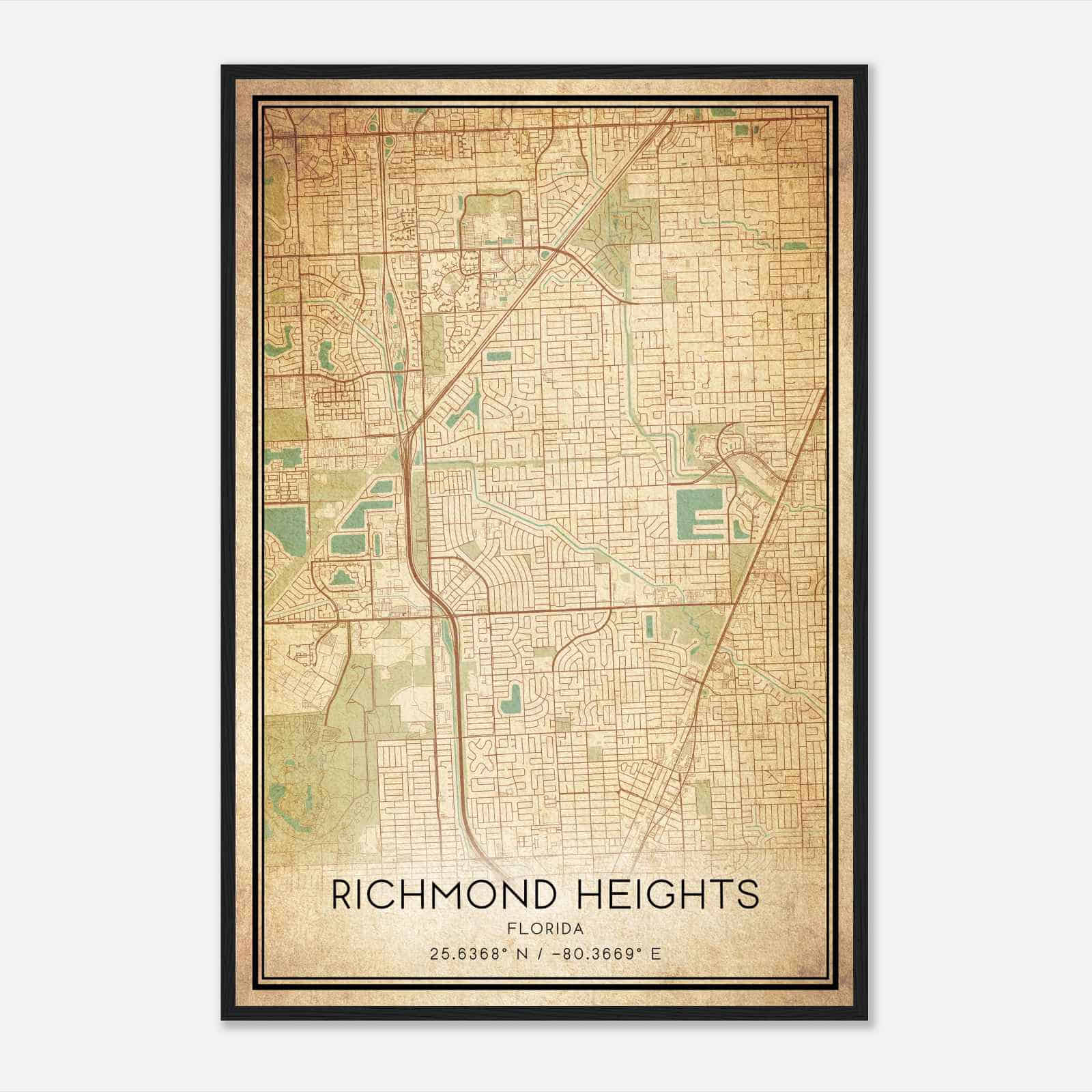 Vintage Richmond Heights Florida Map Poster, Modern Home Decor Wall Art Print