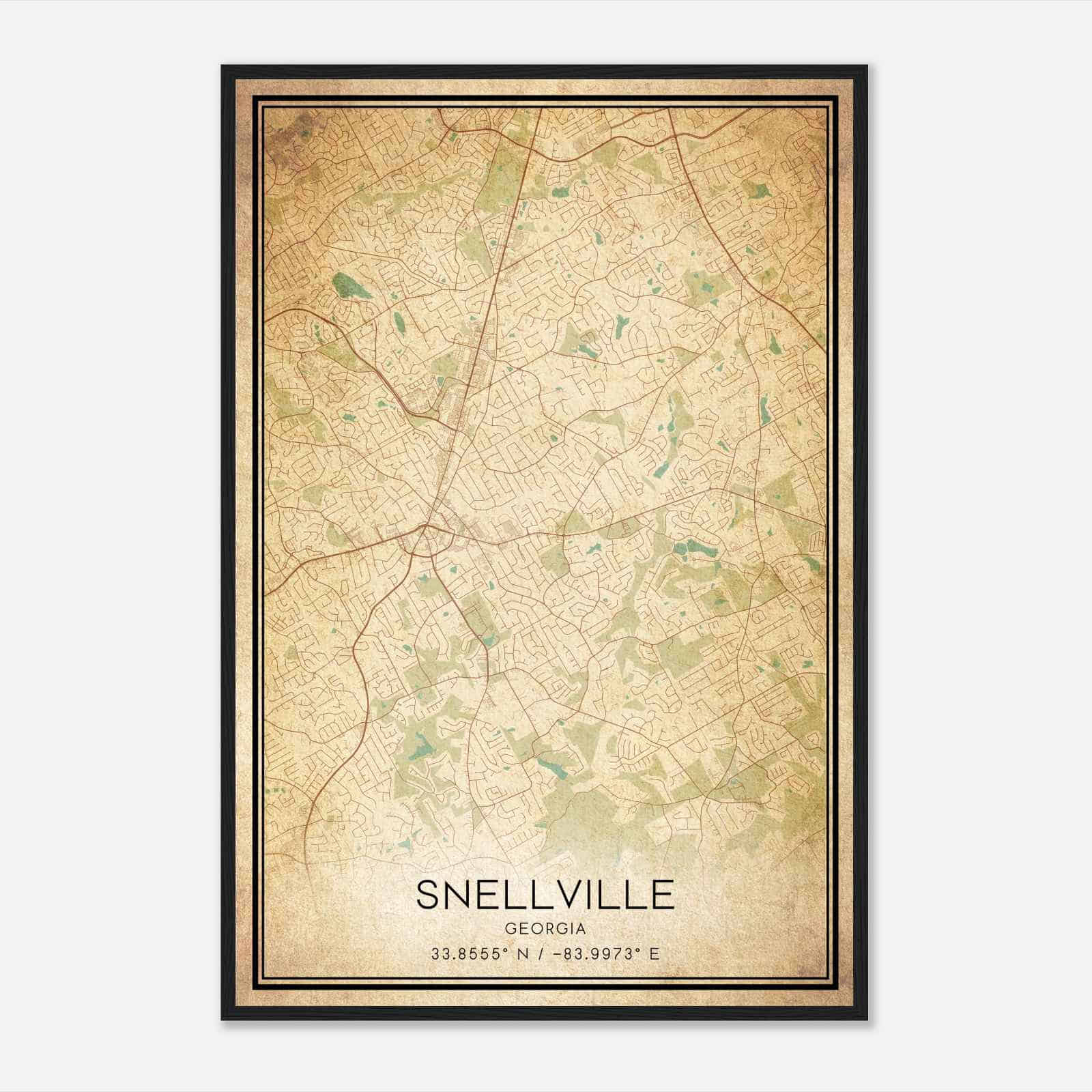 Vintage Snellville Georgia Map Poster, Modern Home Decor Wall Art Print